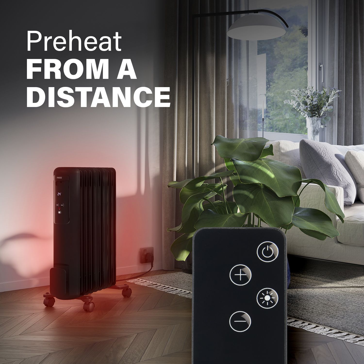 Princess 220-240V 2kW Black Smart Oil-filled radiator