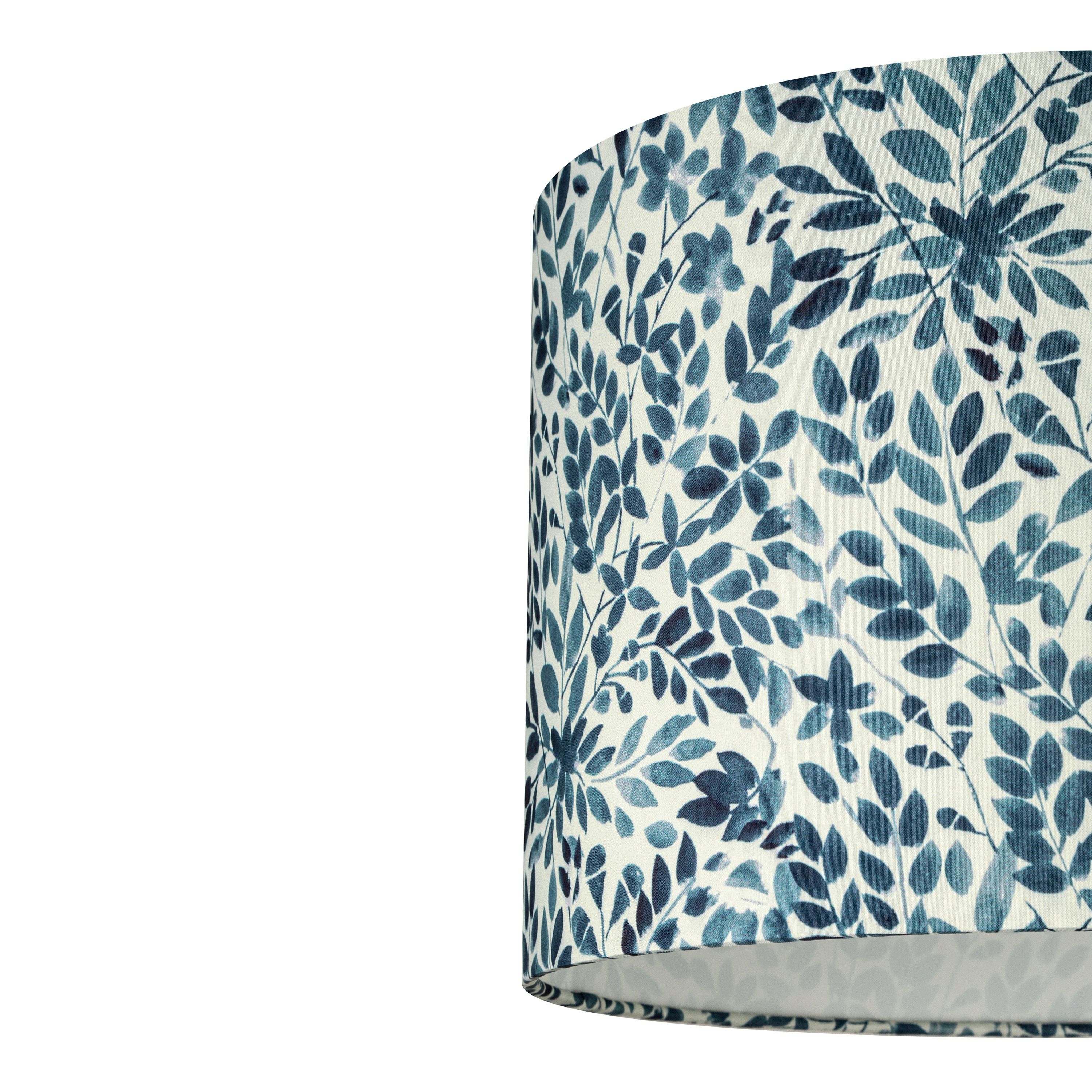Printed Blue & White Leaves Drum Lamp shade (D)30cm