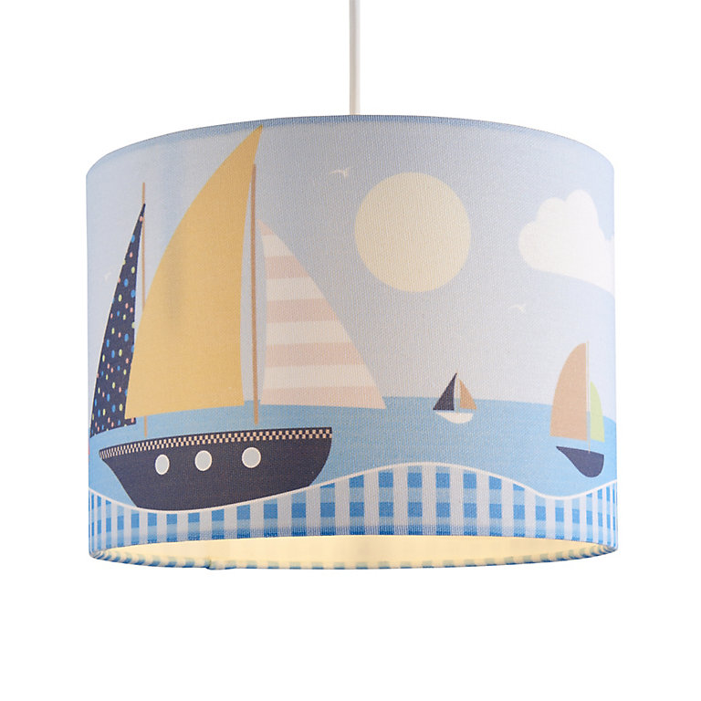 Printed Multicolour Sailing Boat Light, Sailing Ship Lamp Shade