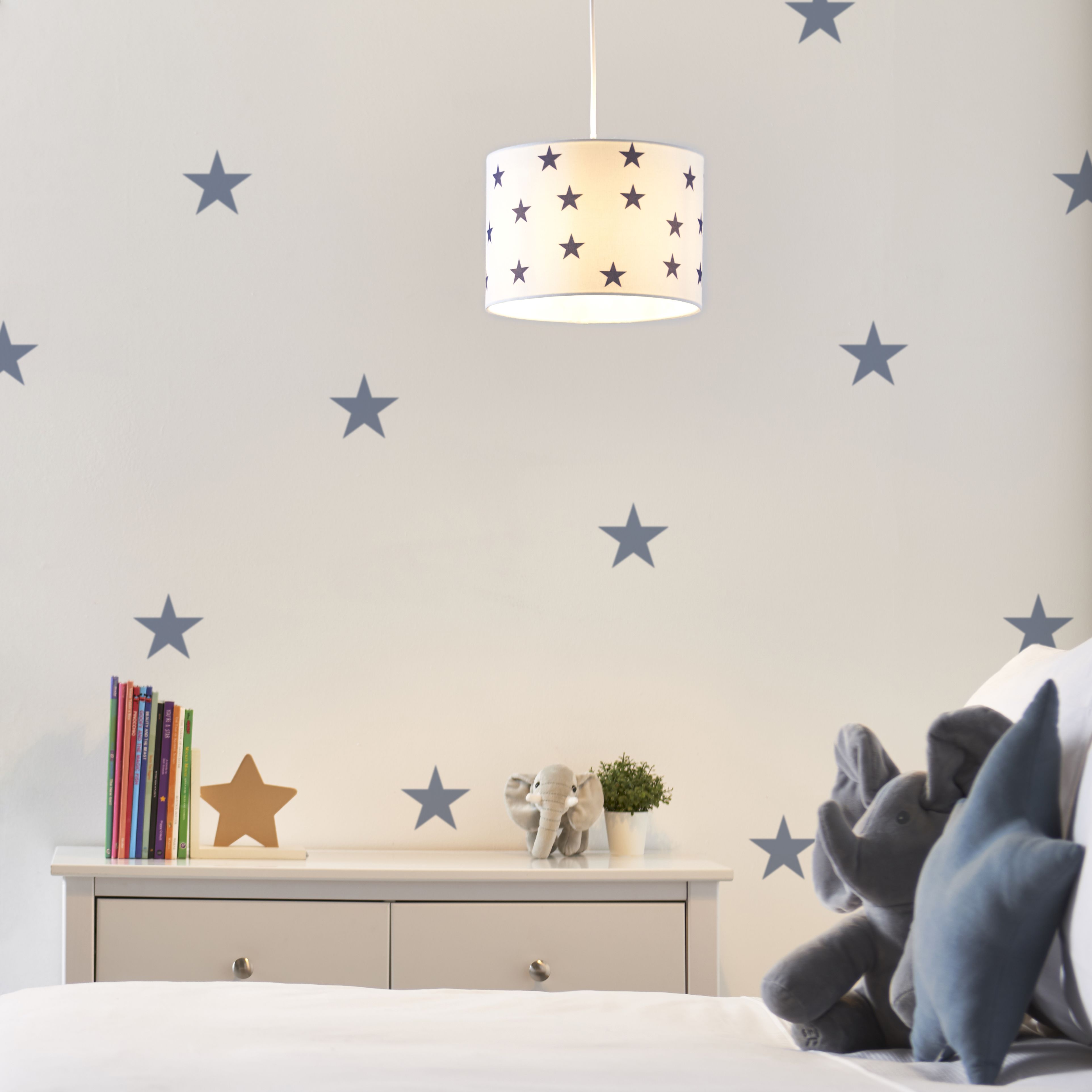 Printed Multicolour Star Cylinder Light shade (D)25.5cm