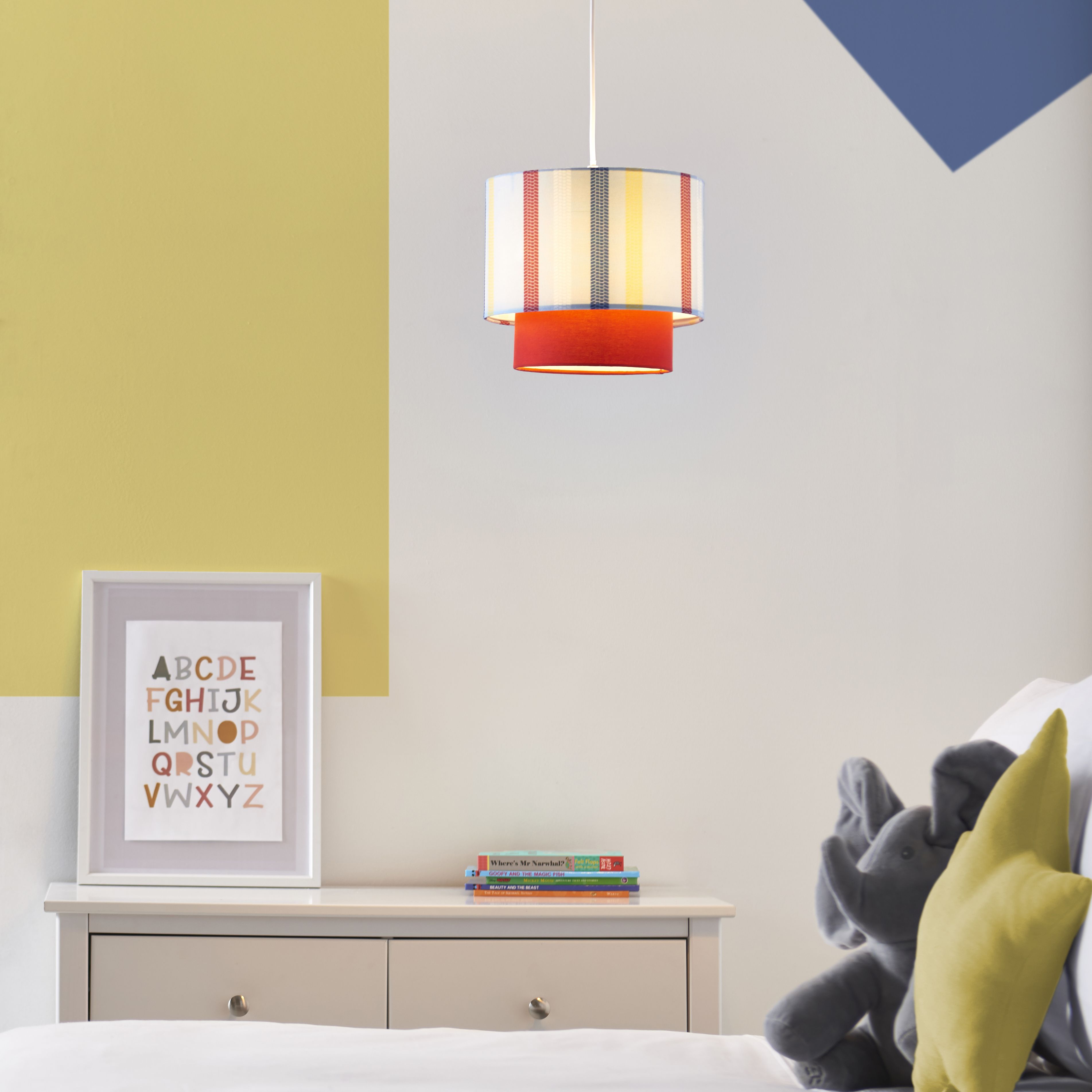 Printed Multicolour Stripe Cylinder Light shade (D)25cm