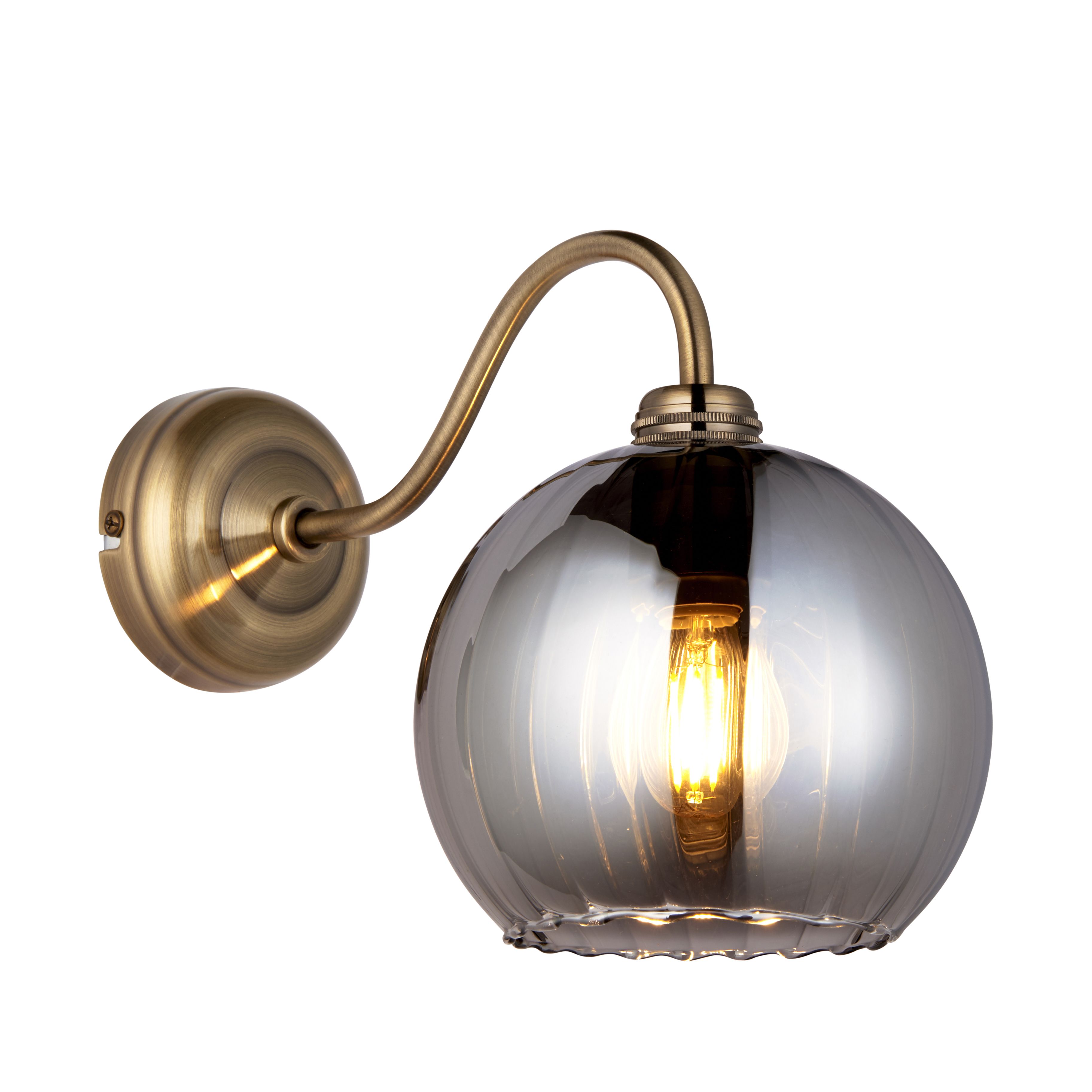Priva Ribbed Bronze Antique brass effect Wired LED Wall light