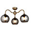 Priva Ribbed Glass & steel Bronze Antique brass & smoked glass effect 3 Lamp LED Ceiling light