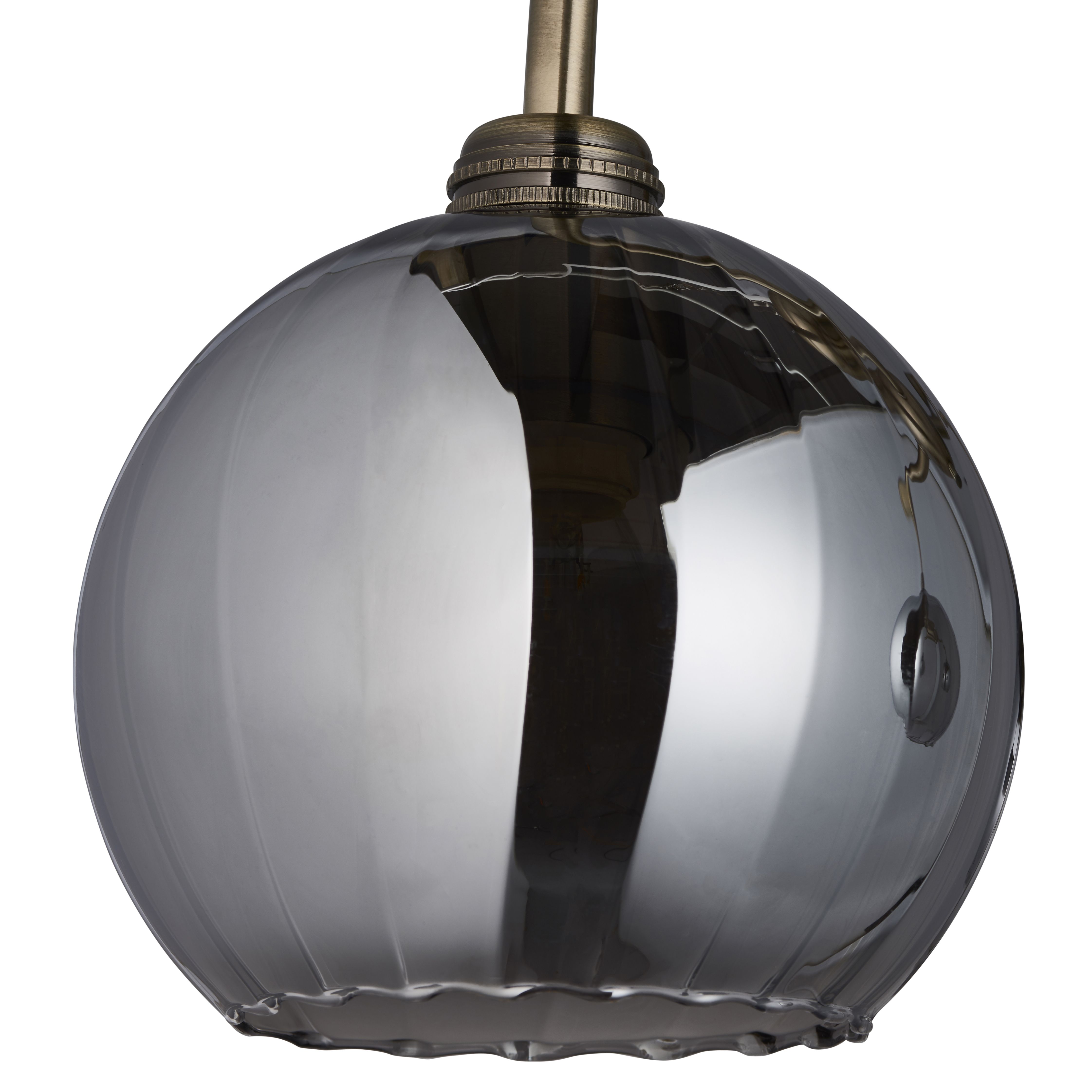 Priva Ribbed Glass & steel Bronze Antique brass & smoked glass effect 3 Lamp LED Ceiling light