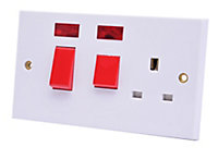 Pro Power White 45A Switched Cooker switch & socket