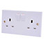 Pro Power White Double 13A Switched Socket with White inserts