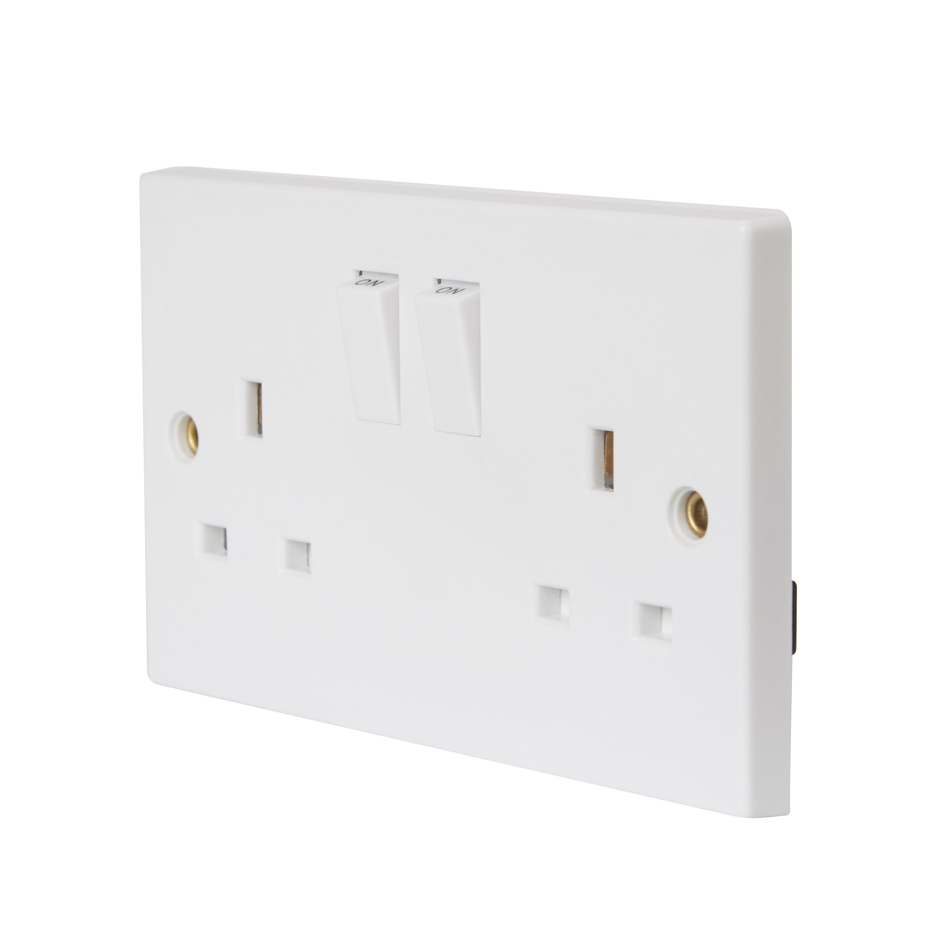 Pro Power White Double 13A Switched Socket with White inserts