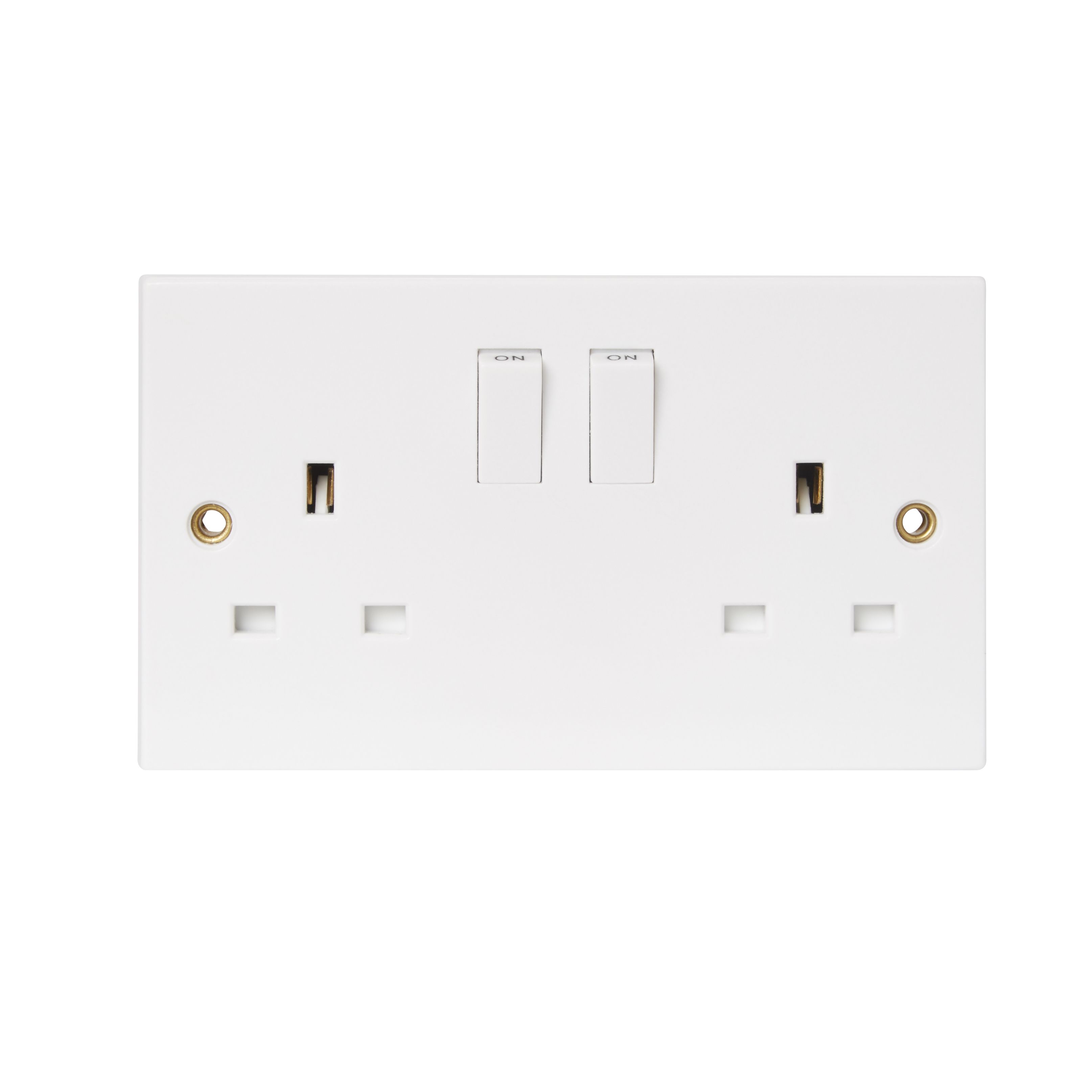 Pro Power White Double 13A Switched Socket with White inserts