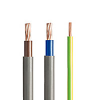 Prysmian 6181Y Grey & Yellow 3 core Meter tails & earth cable 25mm² x 3m, Pack of 3