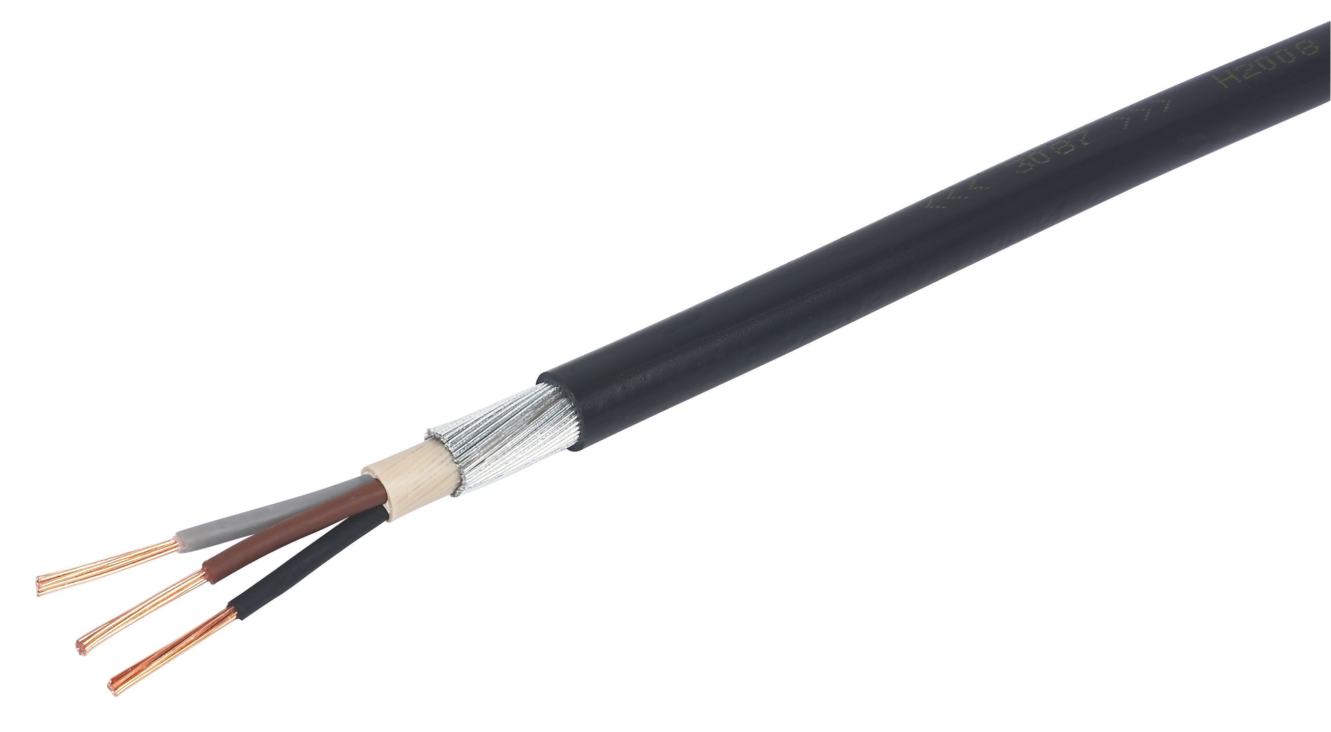 Prysmian Black 3-core Armoured Cable 2.5mm² x 25m