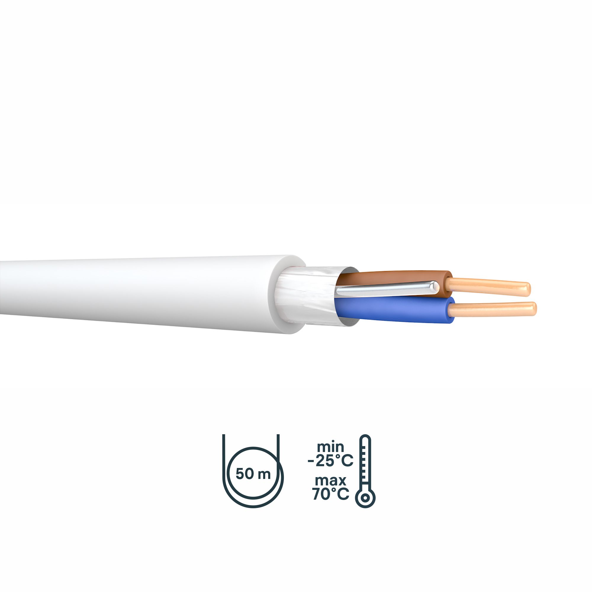 Prysmian FP200 White 2 core Fire resistant cable, 2.5mm² x 50m Price Comparisons | Compare The Build