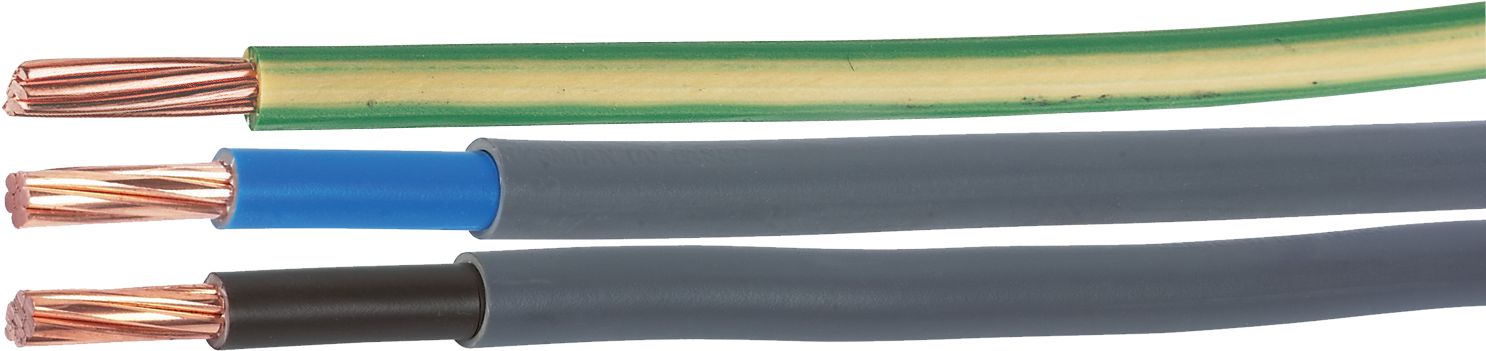 Prysmian Grey 1 core Meter tails & earth cable, Pack of 3