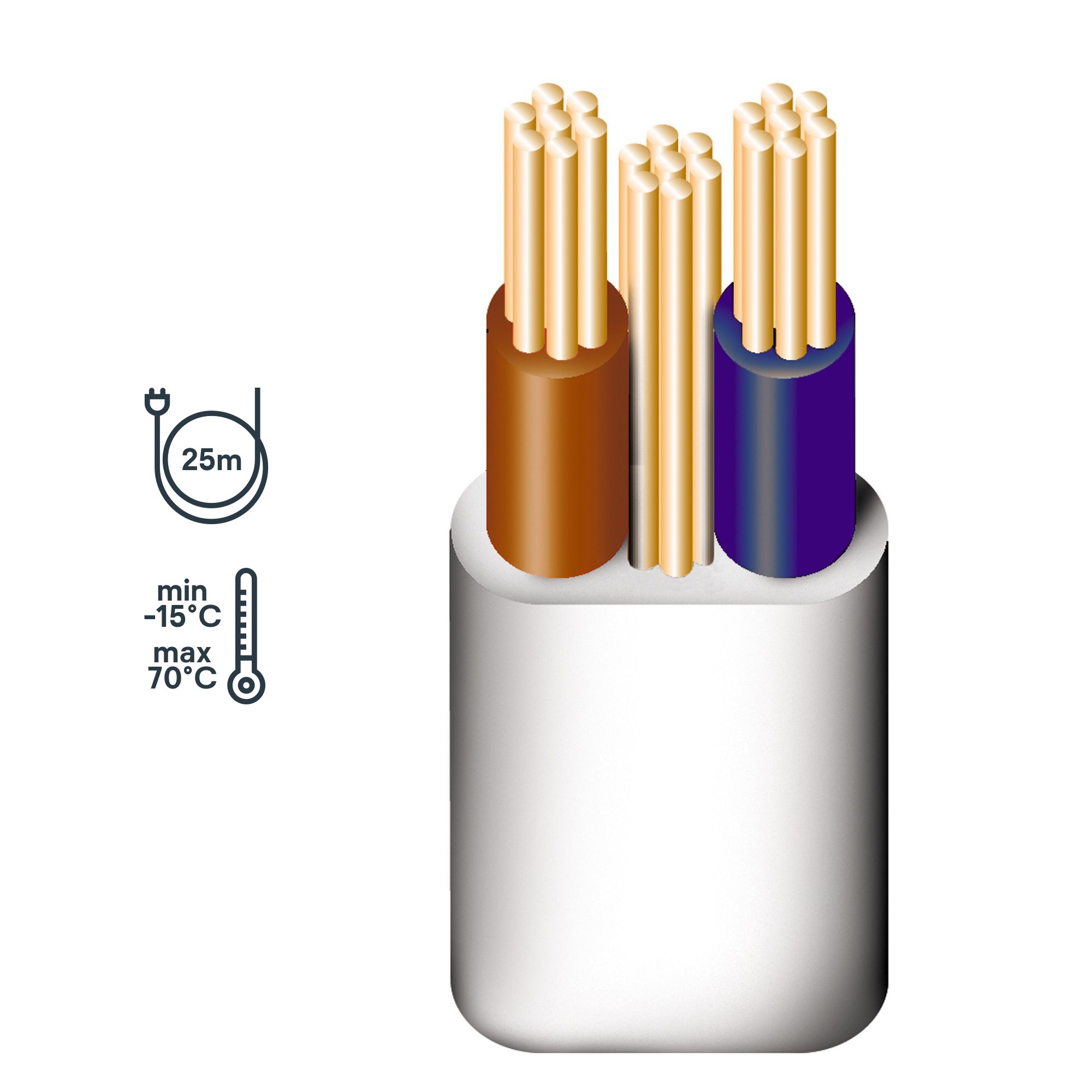 Prysmian Grey Twin & earth Cable 10mm² x 25m
