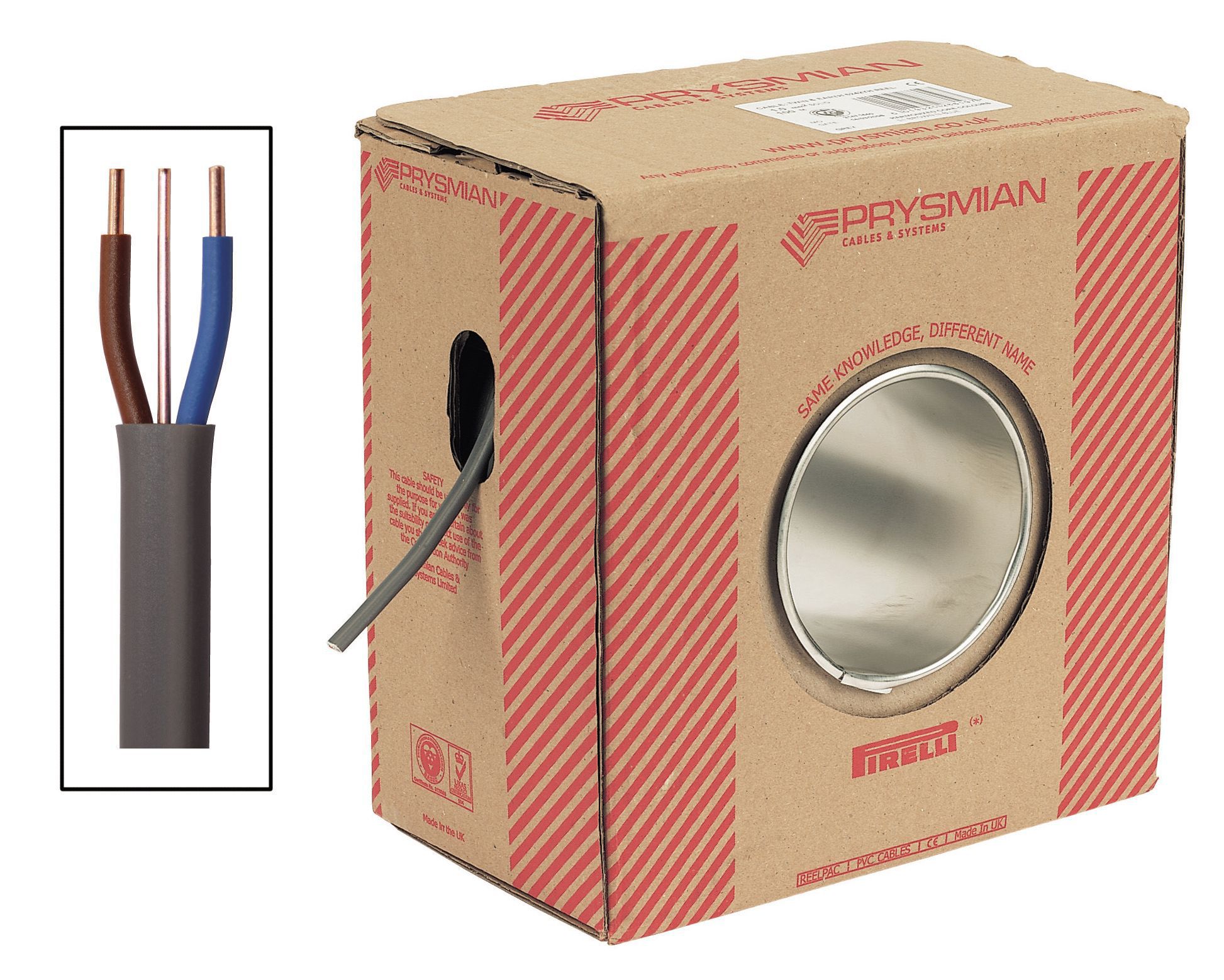 Prysmian Grey Twin & earth Cable 2.5mm² x 100m