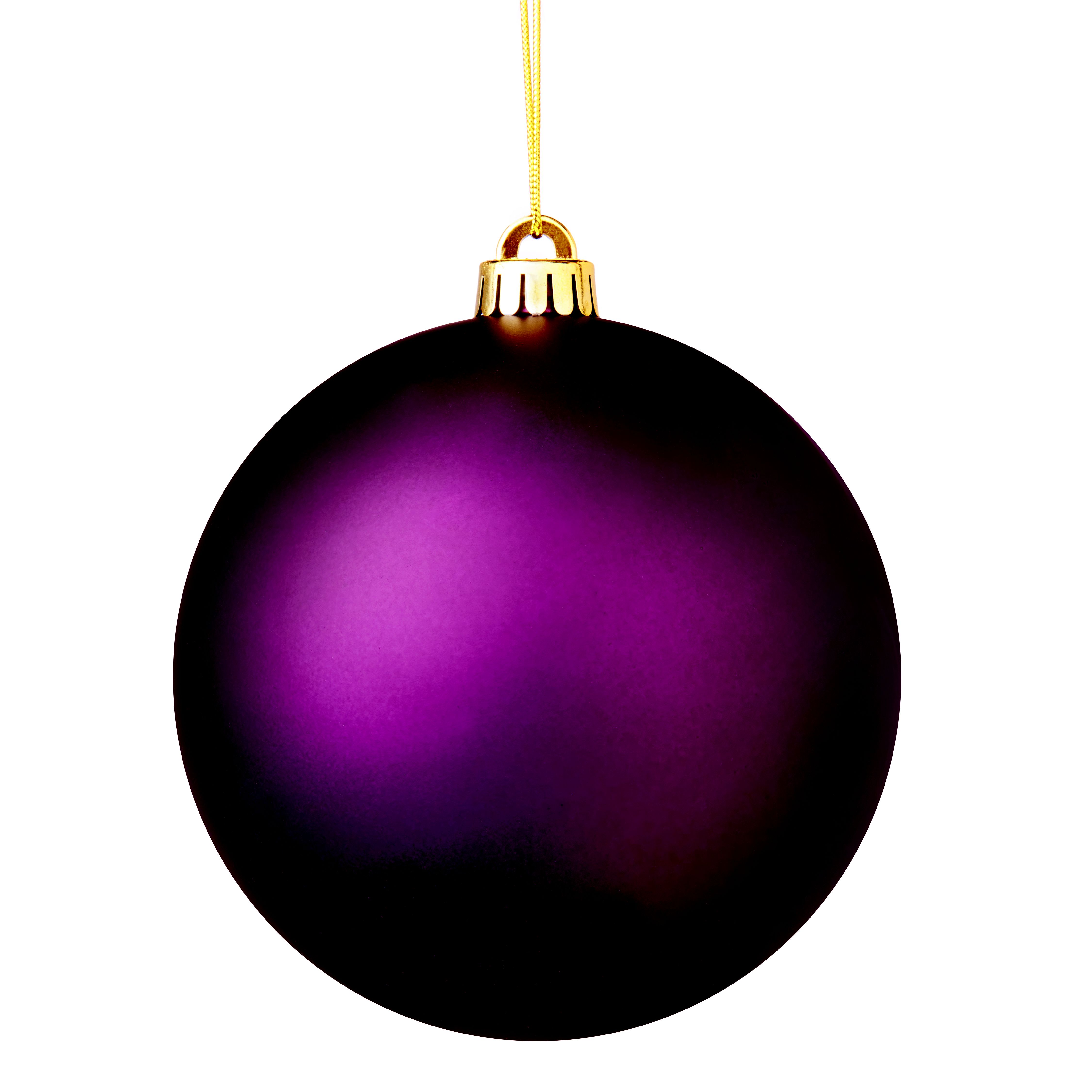 Purple Plastic Round Christmas bauble set, Set of 4 (D) 100mm