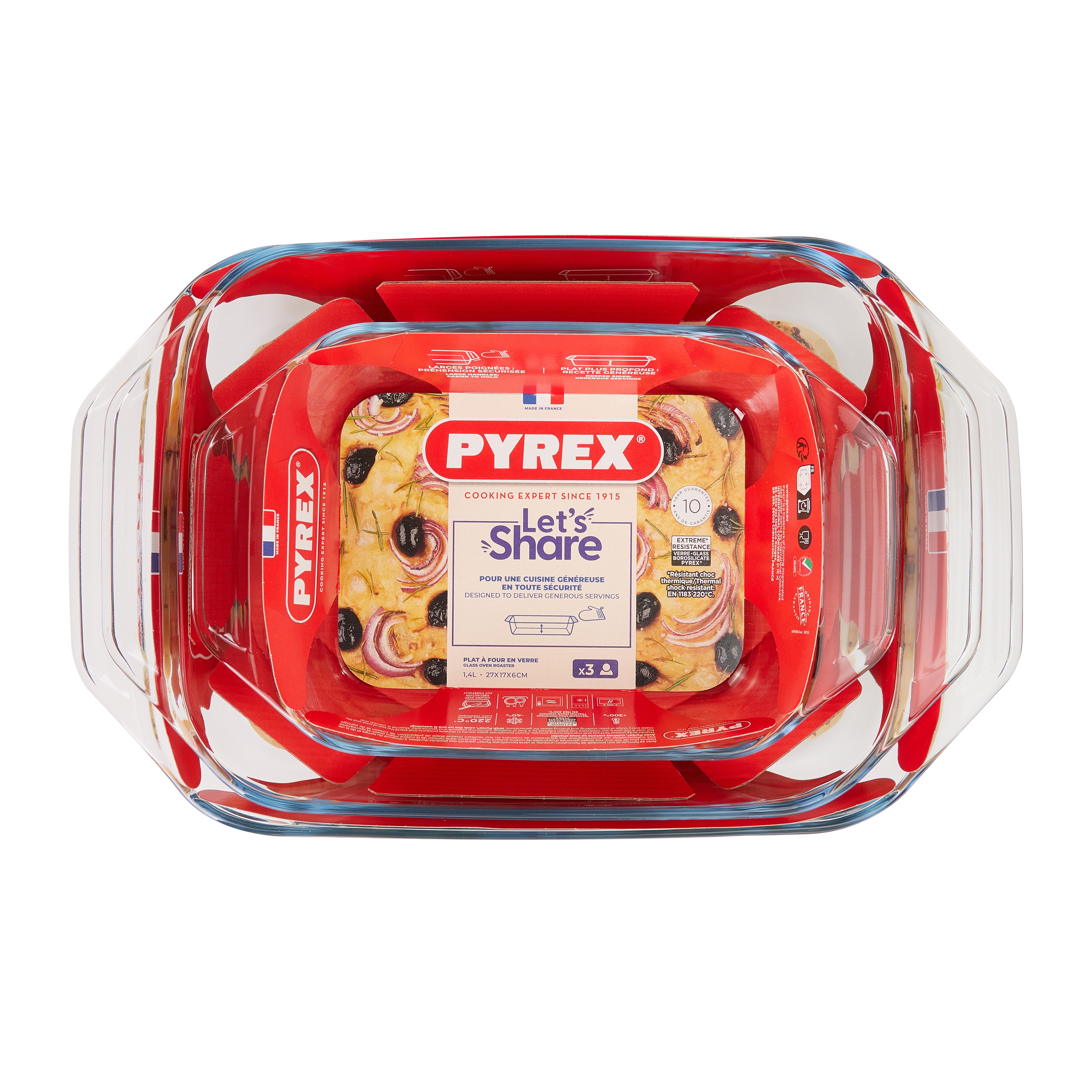 Pyrex Cookware Clear Glass Baking dish, Set of 3