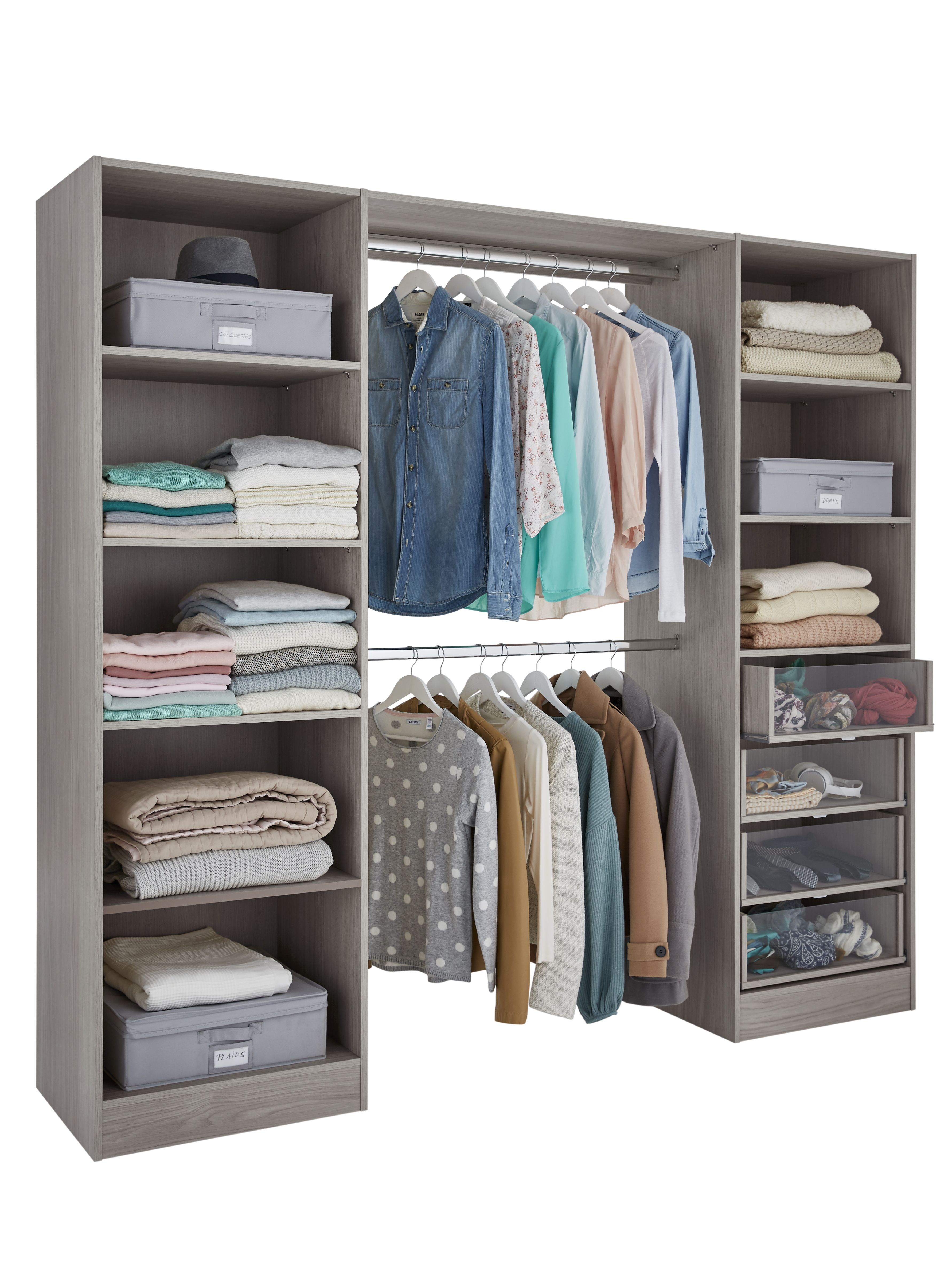 Qazar Grey Oak effect Bedroom storage unit kit H 2000mm W 2200mm D 480mm