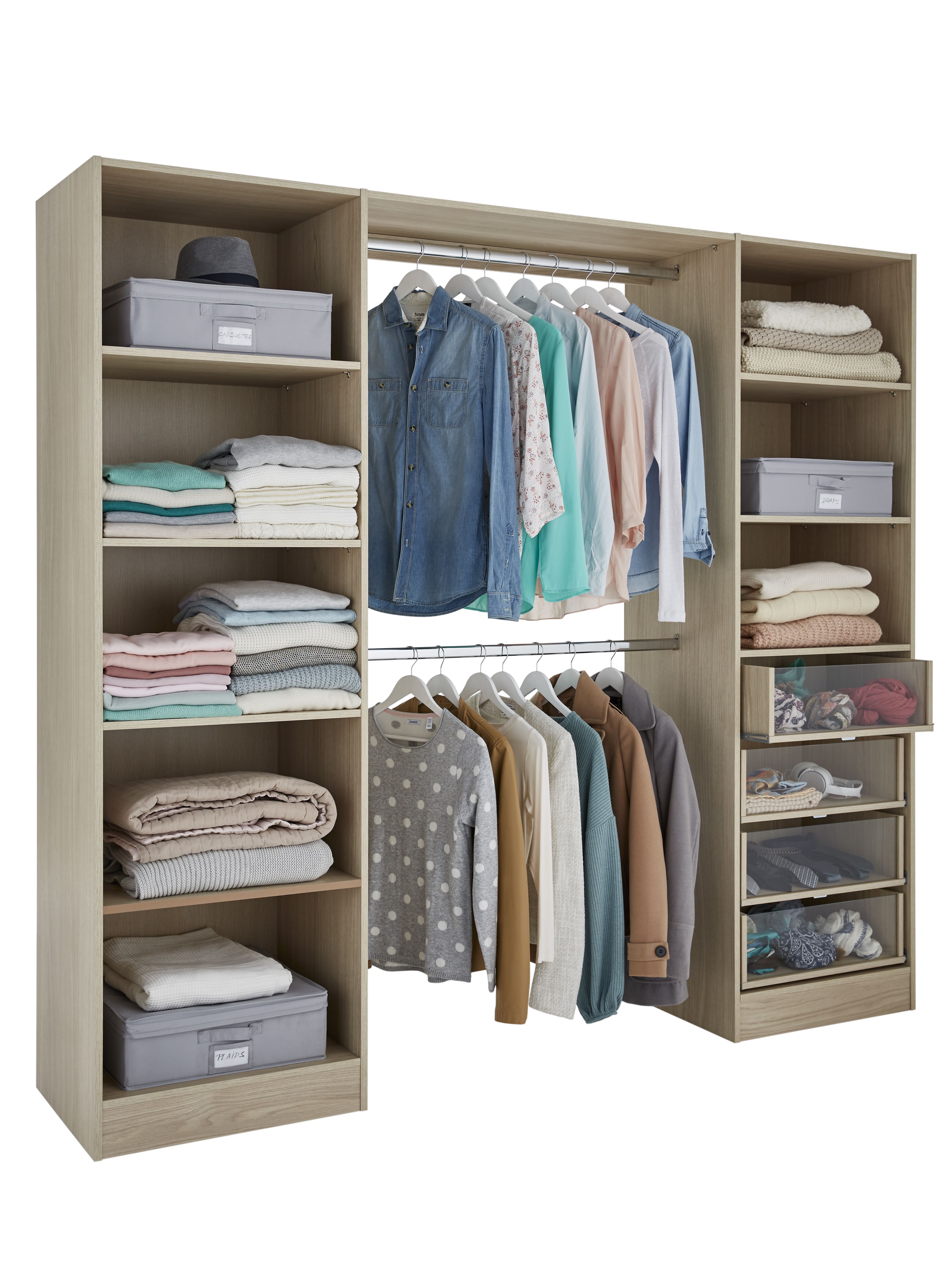 Qazar Matt light oak effect Large Freestanding Wardrobe storage unit (H)2000mm (L)2200mm (W)2200mm (D)480mm
