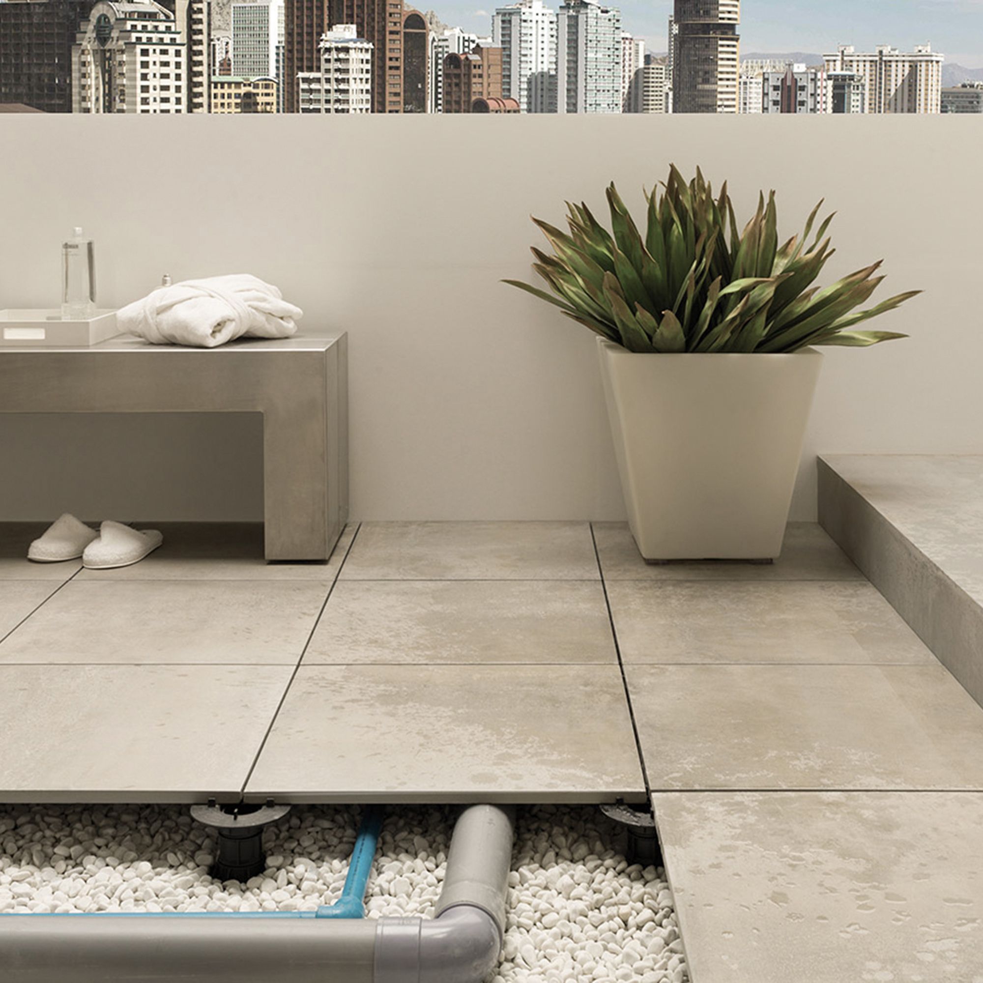 Qua Luna Beige Matt Concrete effect Porcelain Outdoor Floor Tile - 5