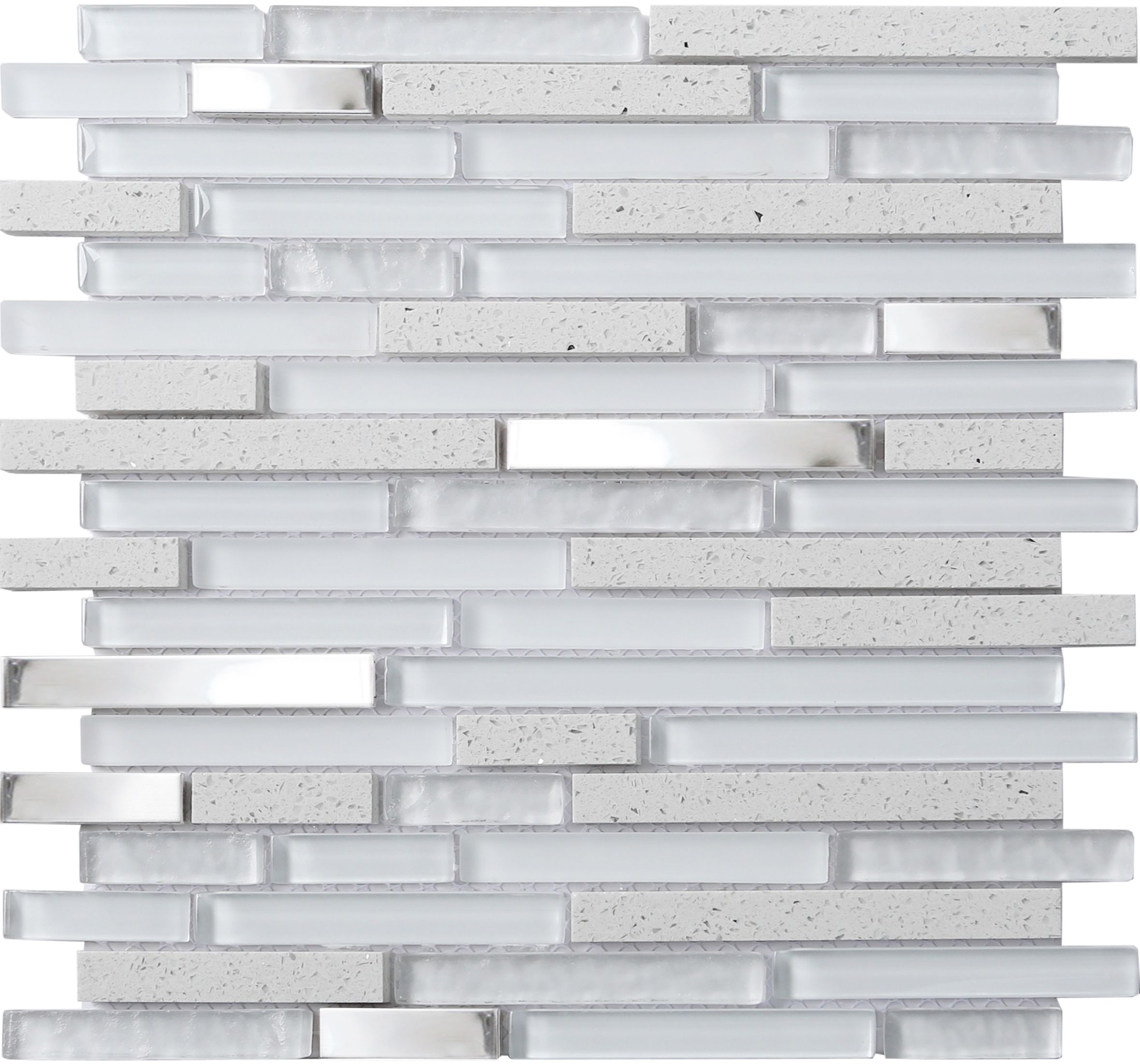 Quartz Gloss & matt Stone effect Glass & metal Mosaic tile, (L)306mm (W)303mm