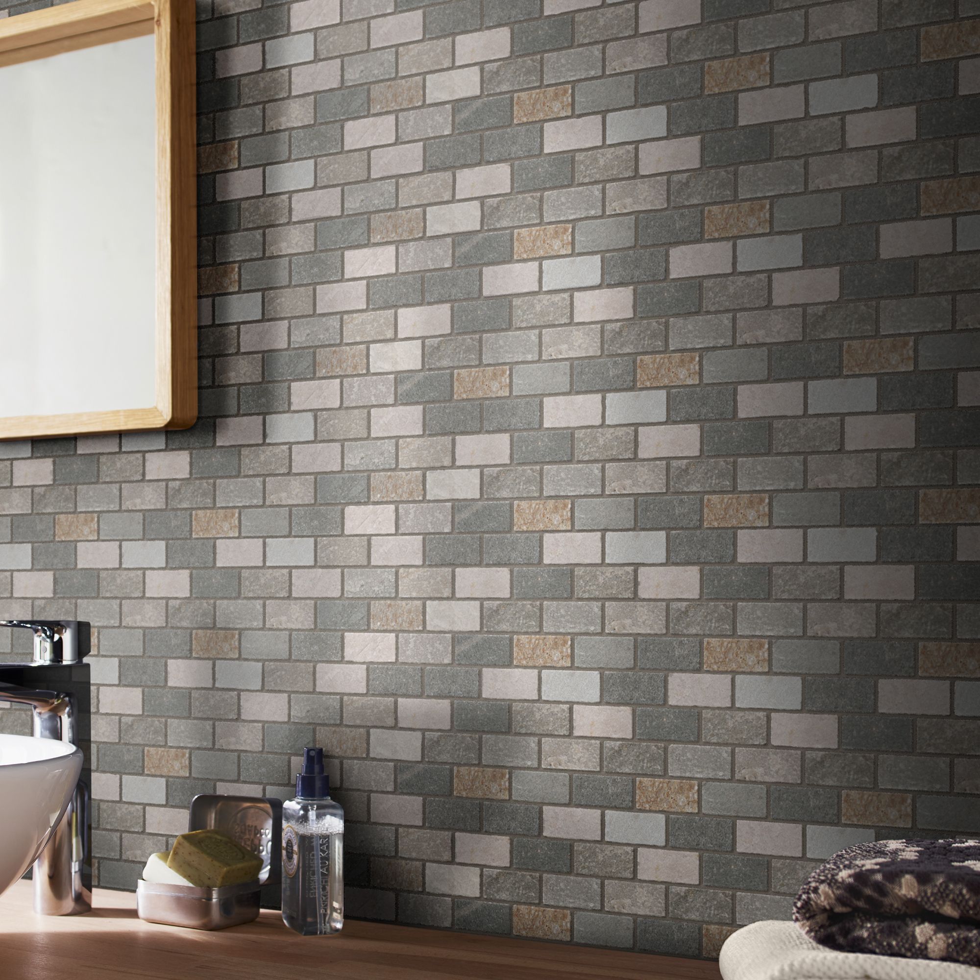 Quartzite Beige Polished Matt Stone effect Natural structure Natural stone Mosaic tile sheet, (L)300mm (W)300mm Price Comparisons | Compare The Build