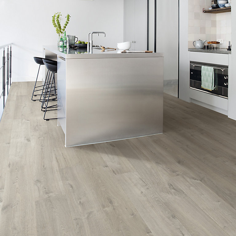 Quick Step Aquanto Dark Grey Oak Effect, Laminate Tile Flooring Kitchen B Q