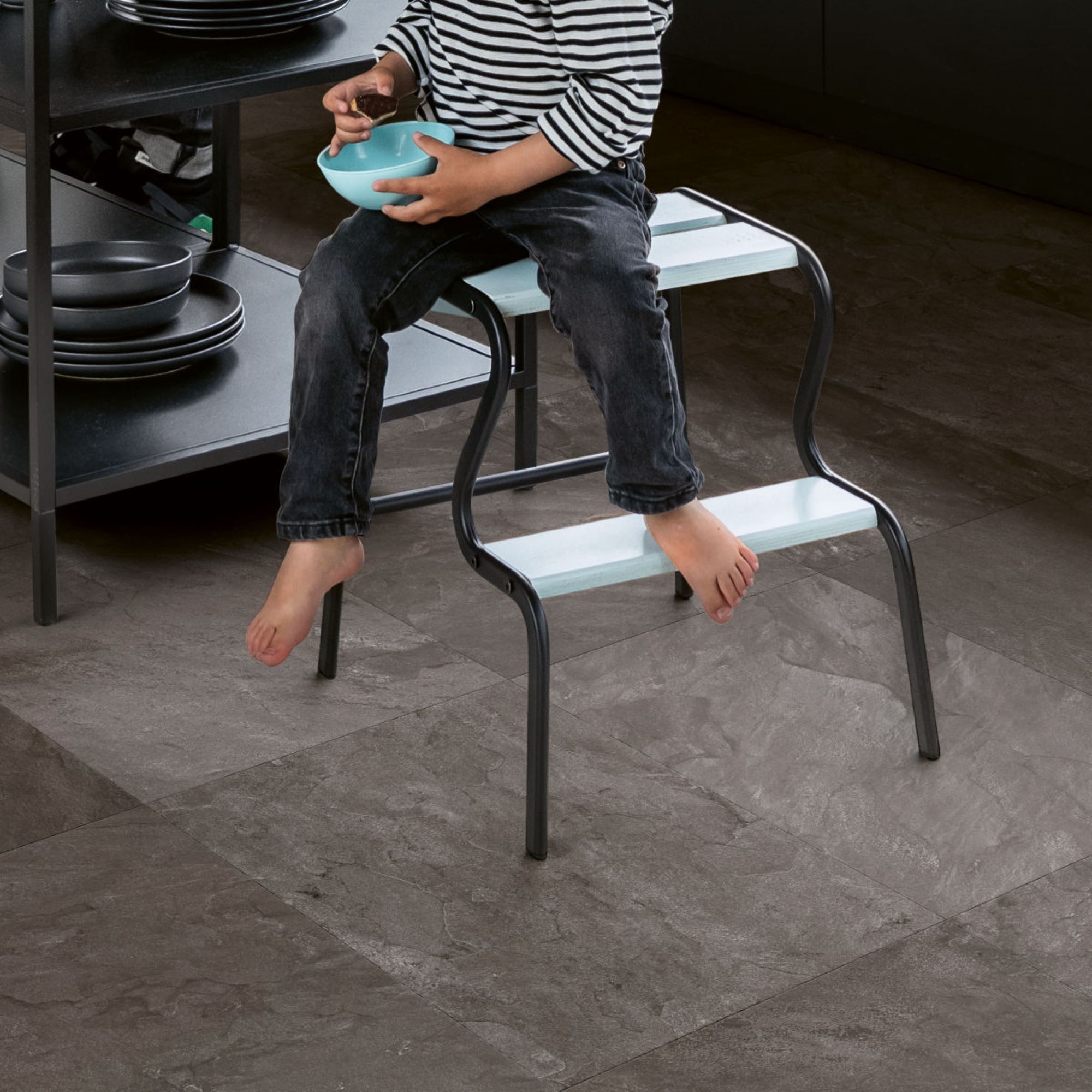 Quick-step Aquanto Grey Slate effect Embossed Laminate Tile Sample
