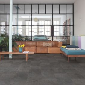 Quick-step Lima Coal Slate effect Vinyl Tile, With integrated underlay, 1.85m²