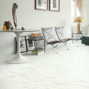 Quick-step Lima White Marble effect Vinyl Tile, With integrated underlay, 1.85m²
