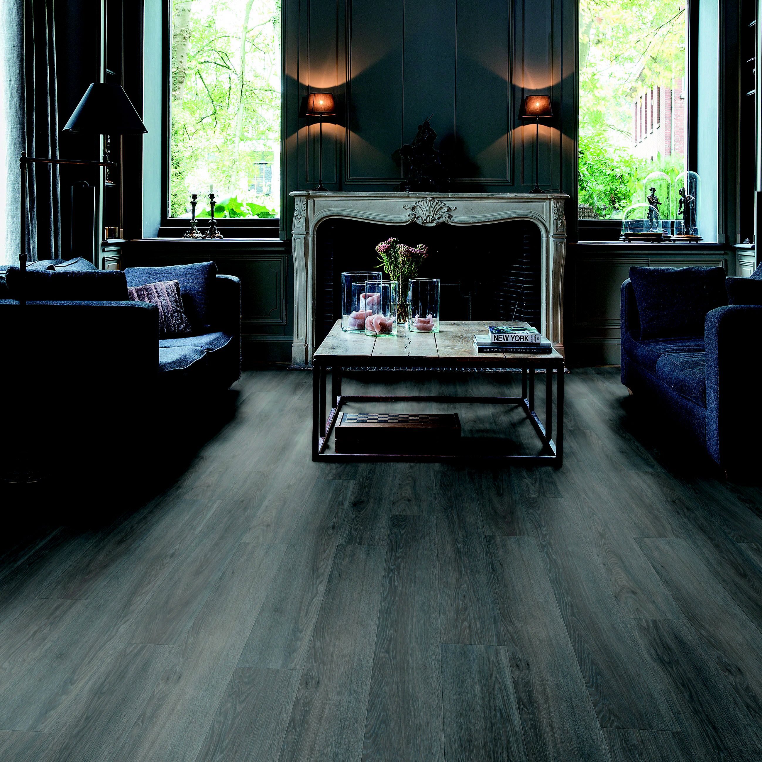 Quick-step Paso Dark grey Oak effect Luxury vinyl flooring tile, 2.1m²