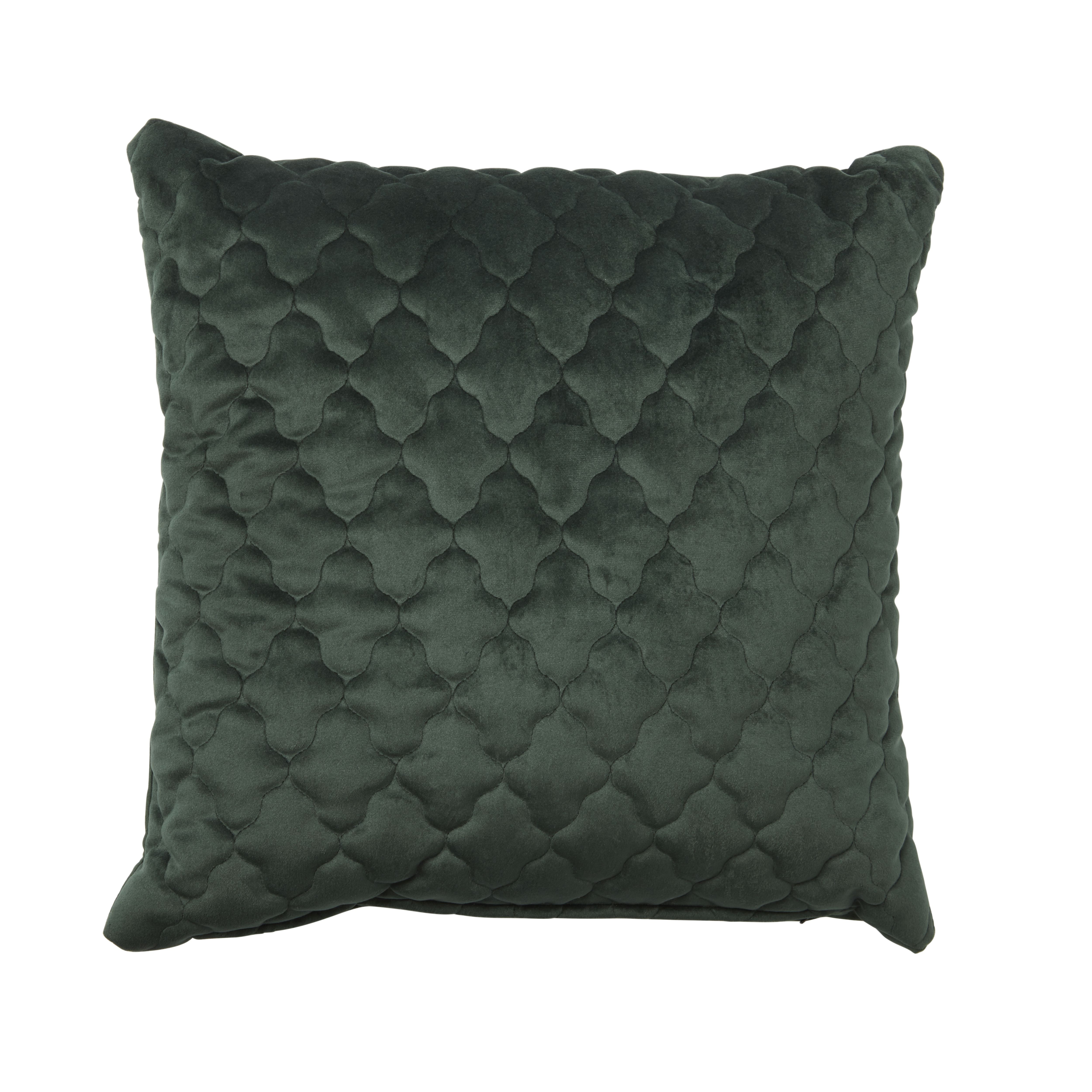 Quilted Bottle green Cushion | DIY at B&Q