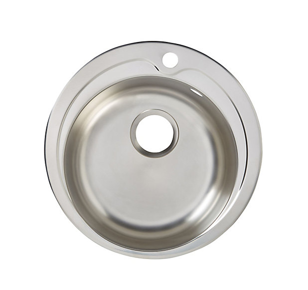 By Inox Circular Sink Bowl Diy At B Q, Round Kitchen Sink Stainless Steel 1 Bowl 485mm X