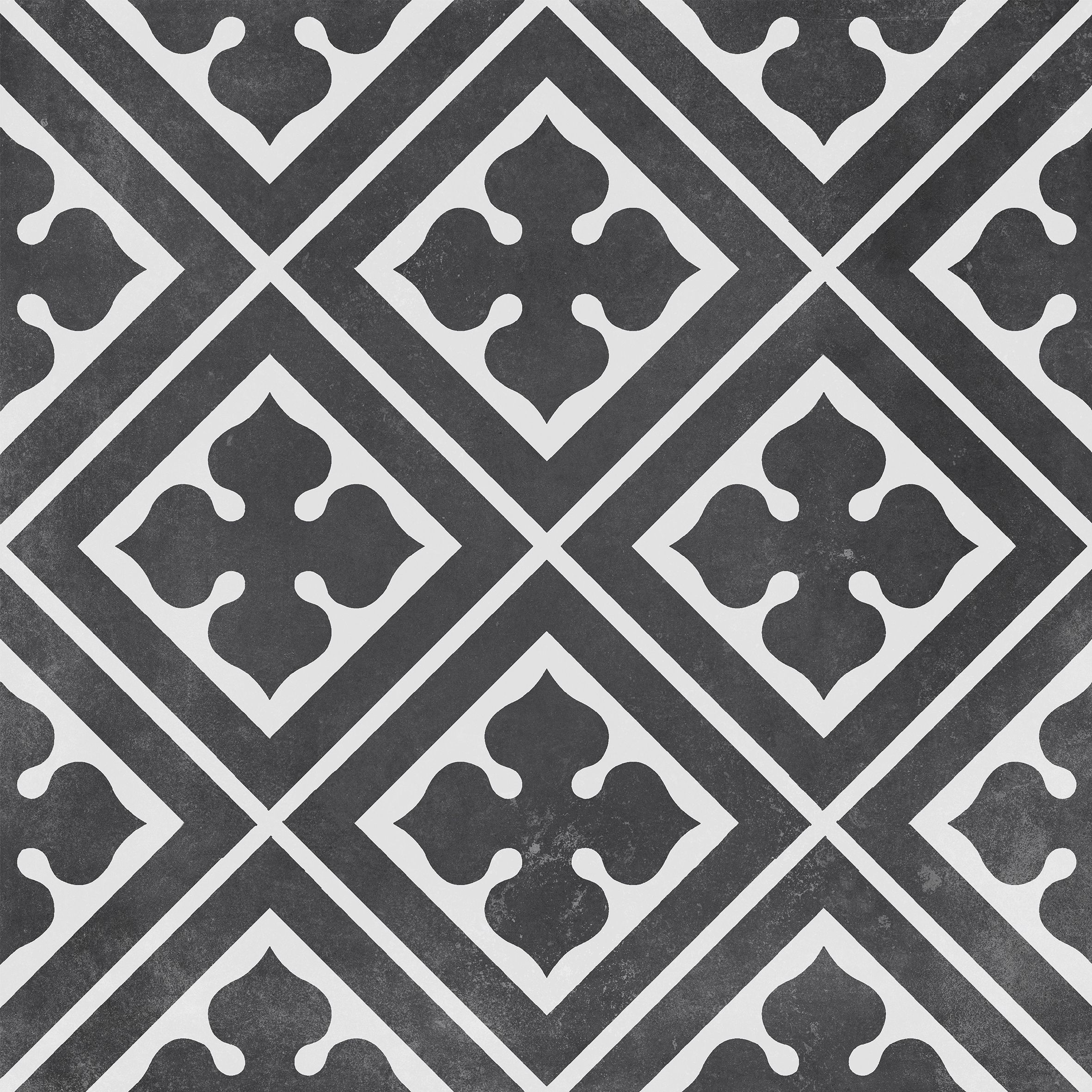 Radford Black & white Matt Patterned Porcelain Outdoor Floor Tile - 6