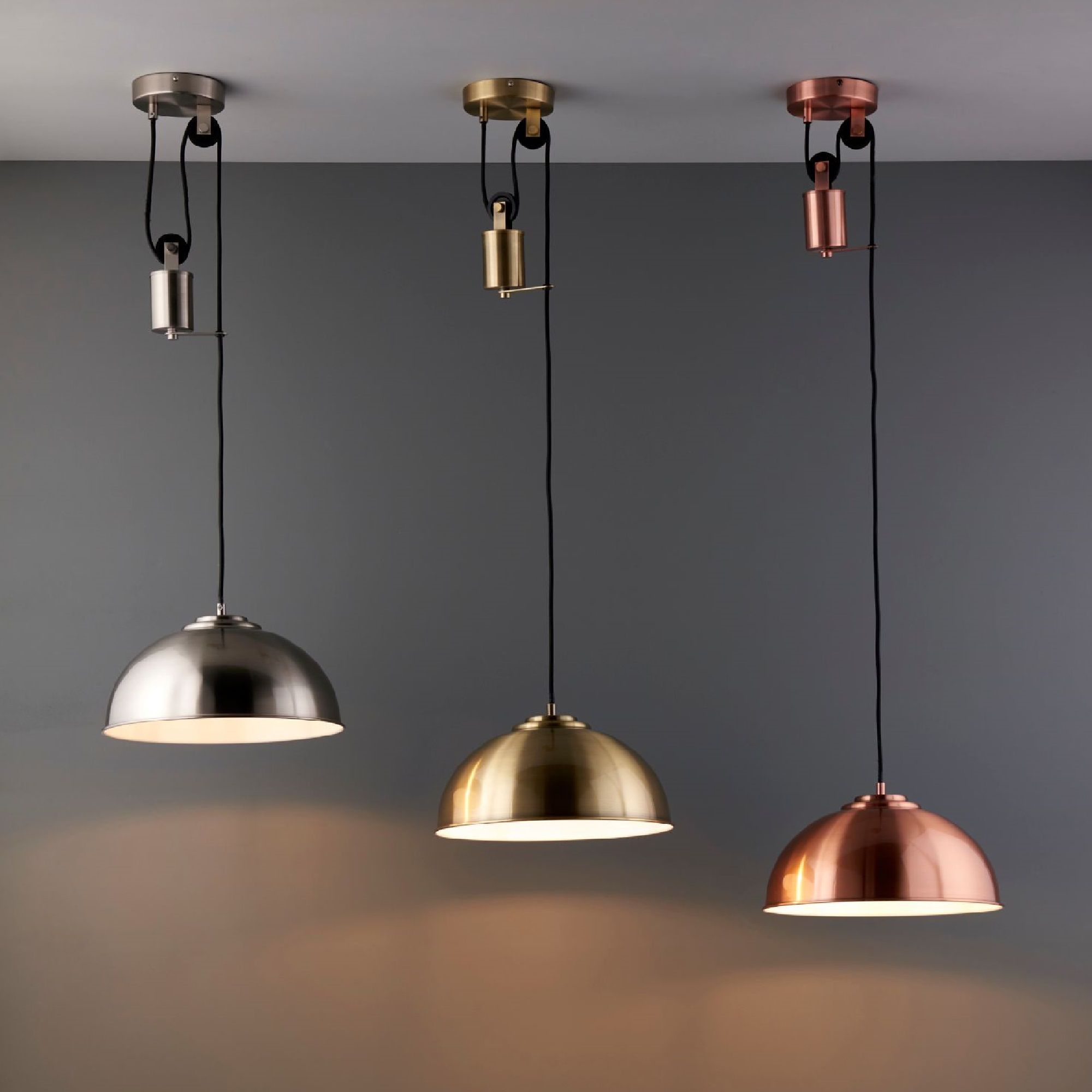 Ragner Pendant Satin Steel Chrome effect Ceiling light