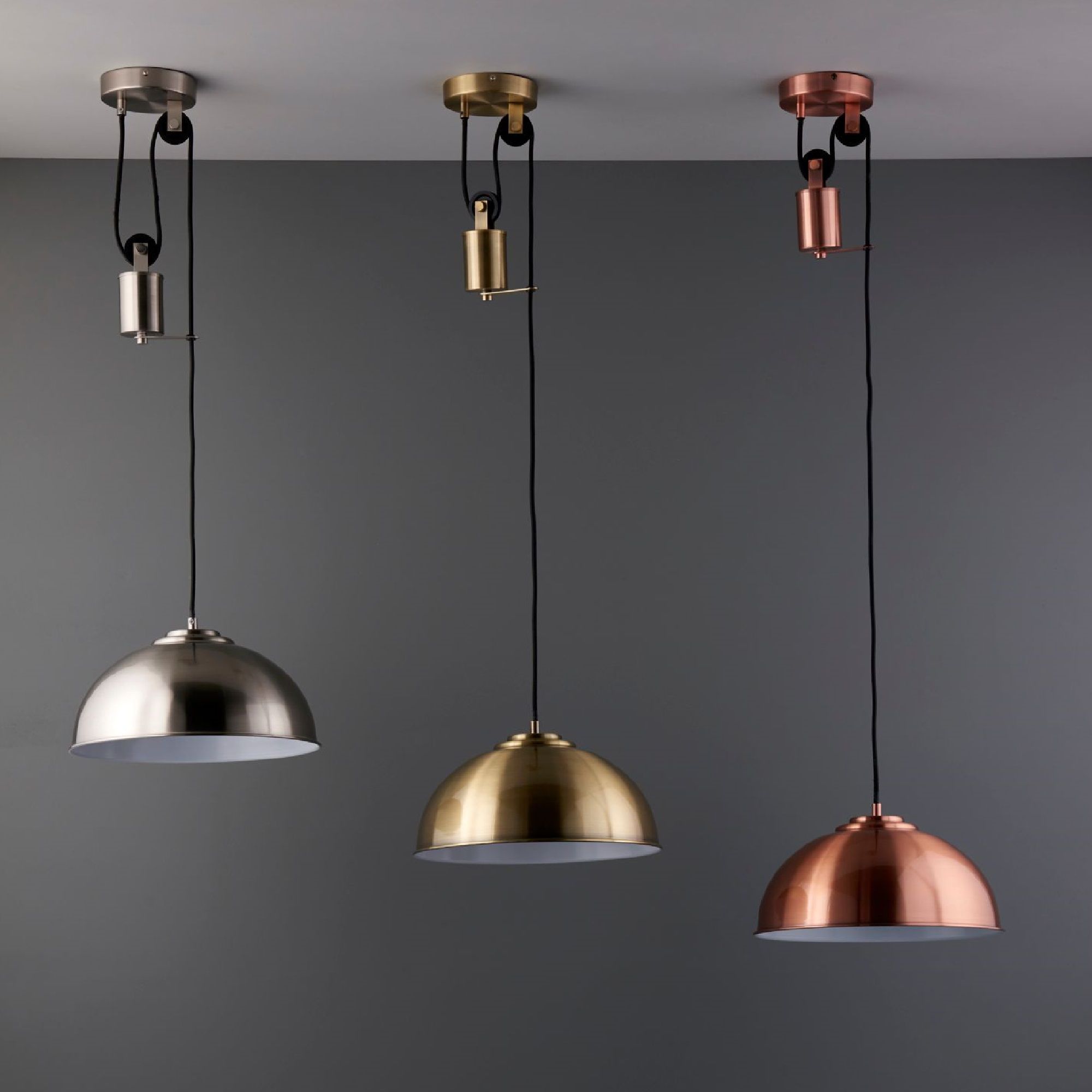 Ragner Pendant Satin Steel Chrome effect Ceiling light