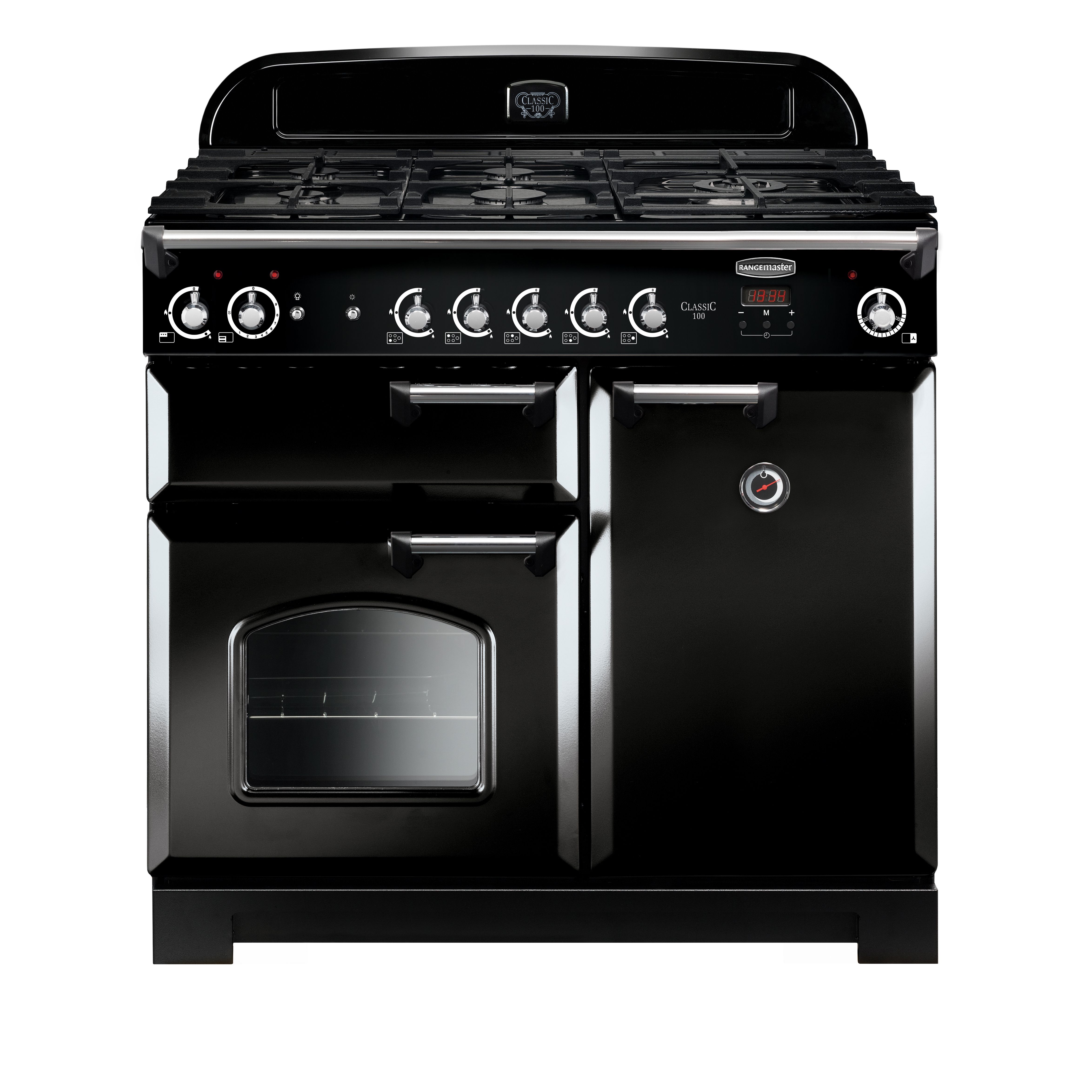 Rangemaster CLA100NGFCRC Freestanding Gas Range cooker with Gas Hob - Black