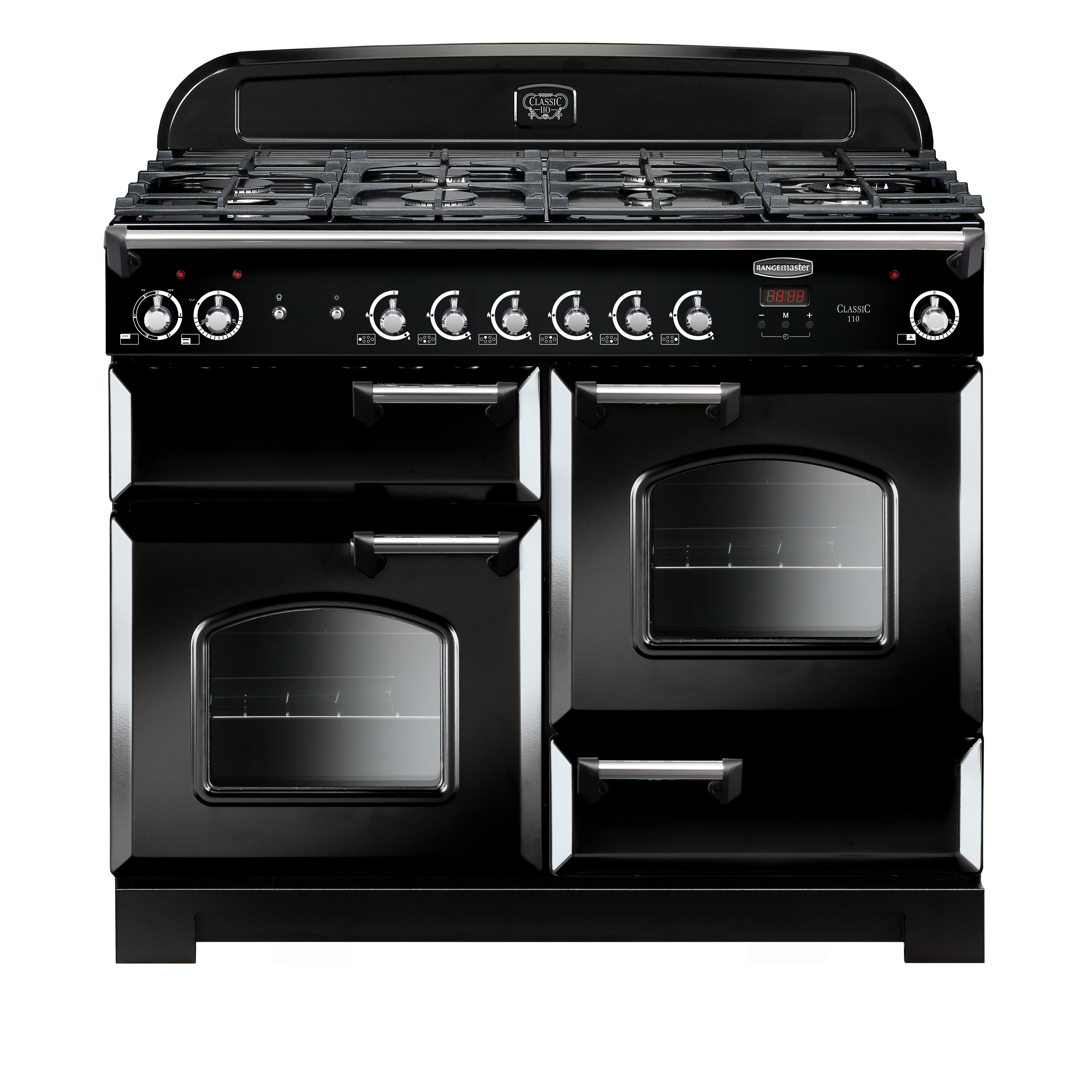 Rangemaster CLA110DFFBLC Freestanding Electric Range cooker with Gas Hob - Black