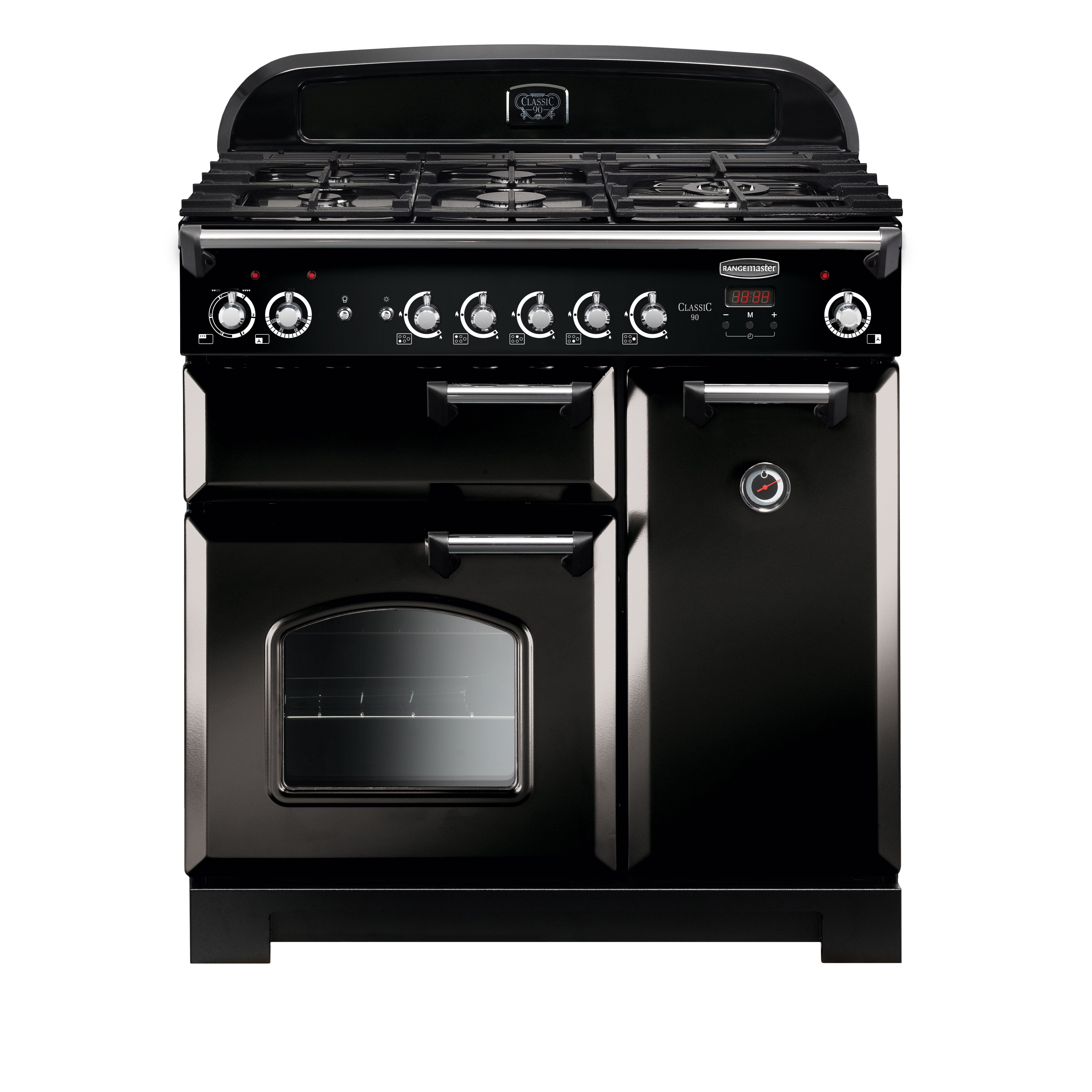 Rangemaster CLA90DFFBLC Freestanding Electric Range cooker with Gas Hob - Black