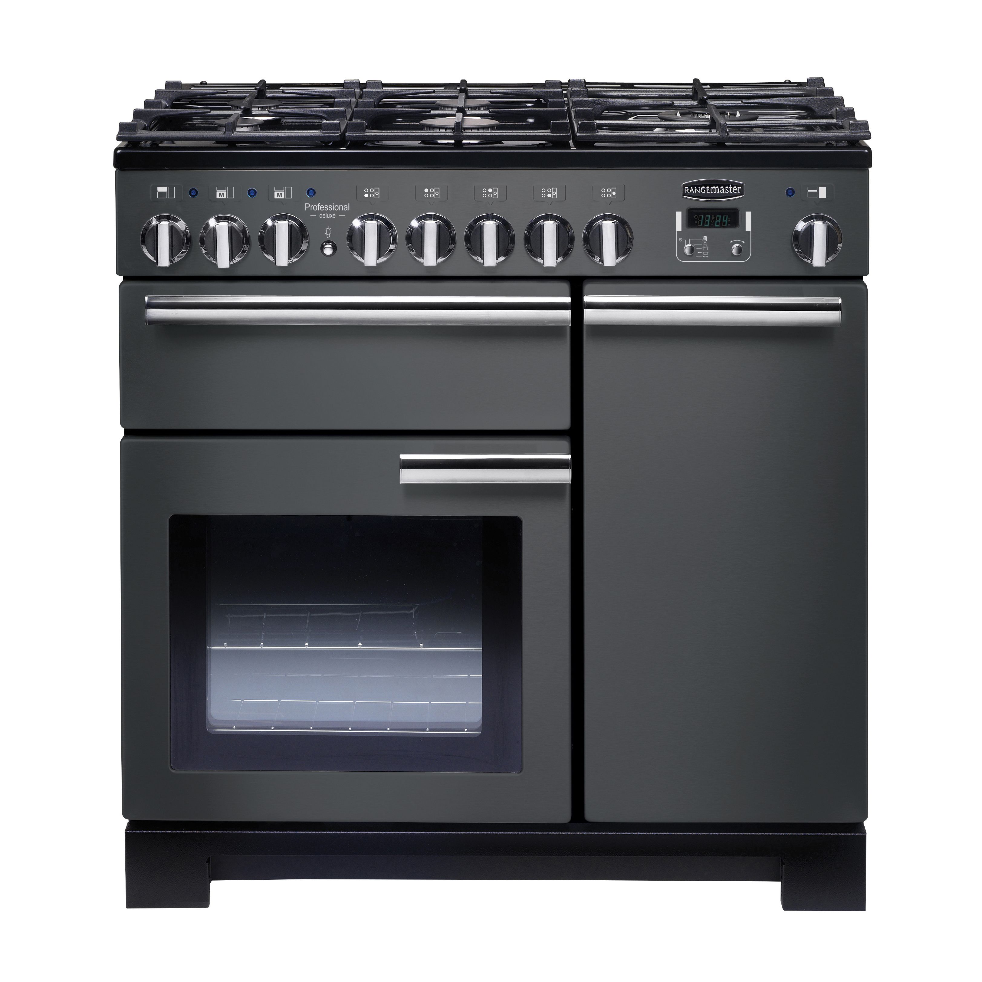 Rangemaster PDL90DFFSLC Freestanding Electric Range cooker with Gas Hob - Slate