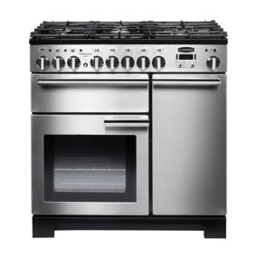 Rangemaster PDL90DFFSS/C Freestanding Electric Range cooker with Gas Hob - Stainless steel effect
