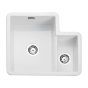 Rangemaster Rustique White Ceramic Rectangular 1.3 Bowl Sink (W)522mm