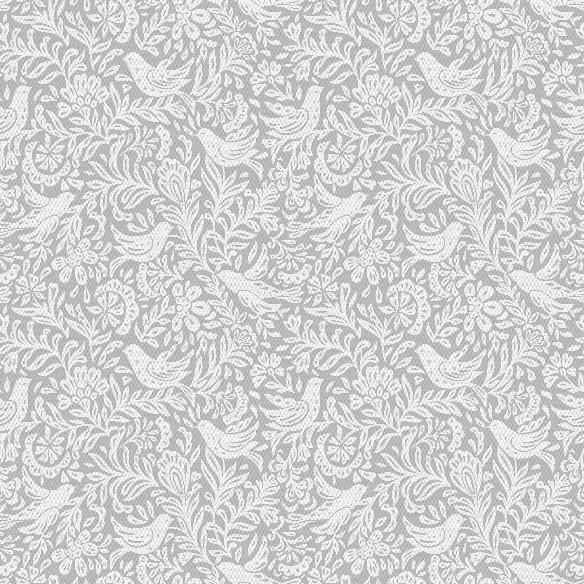 Rasch Grey Birds & leaves Embossed Wallpaper DIY at B&Q
