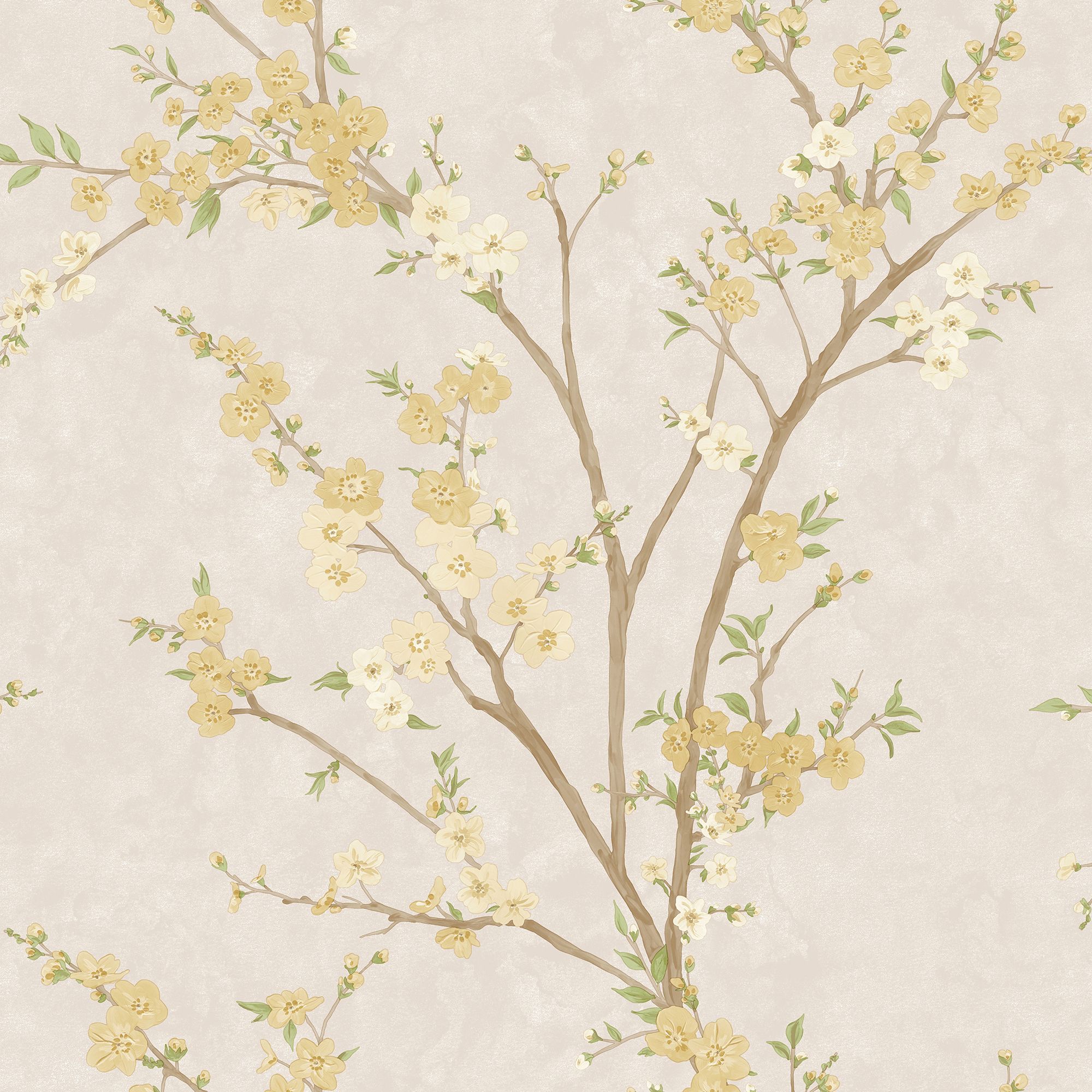 Rasch Yellow Blossom Distressed effect Classic Embossed Wallpaper