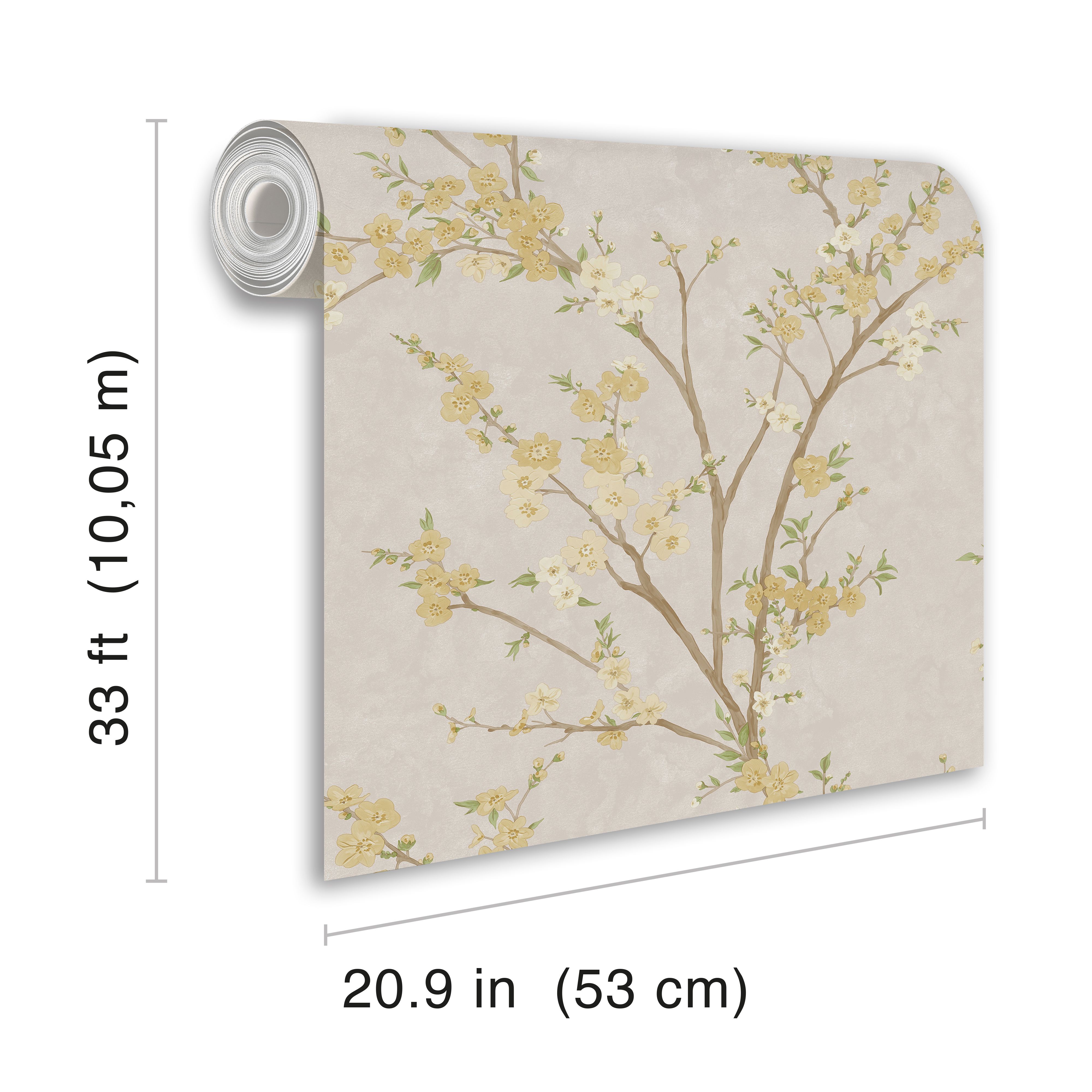 Rasch Yellow Blossom Distressed effect Classic Embossed Wallpaper
