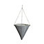 Rattan effect Slate grey Cone Plastic Hanging basket, 35.56cm