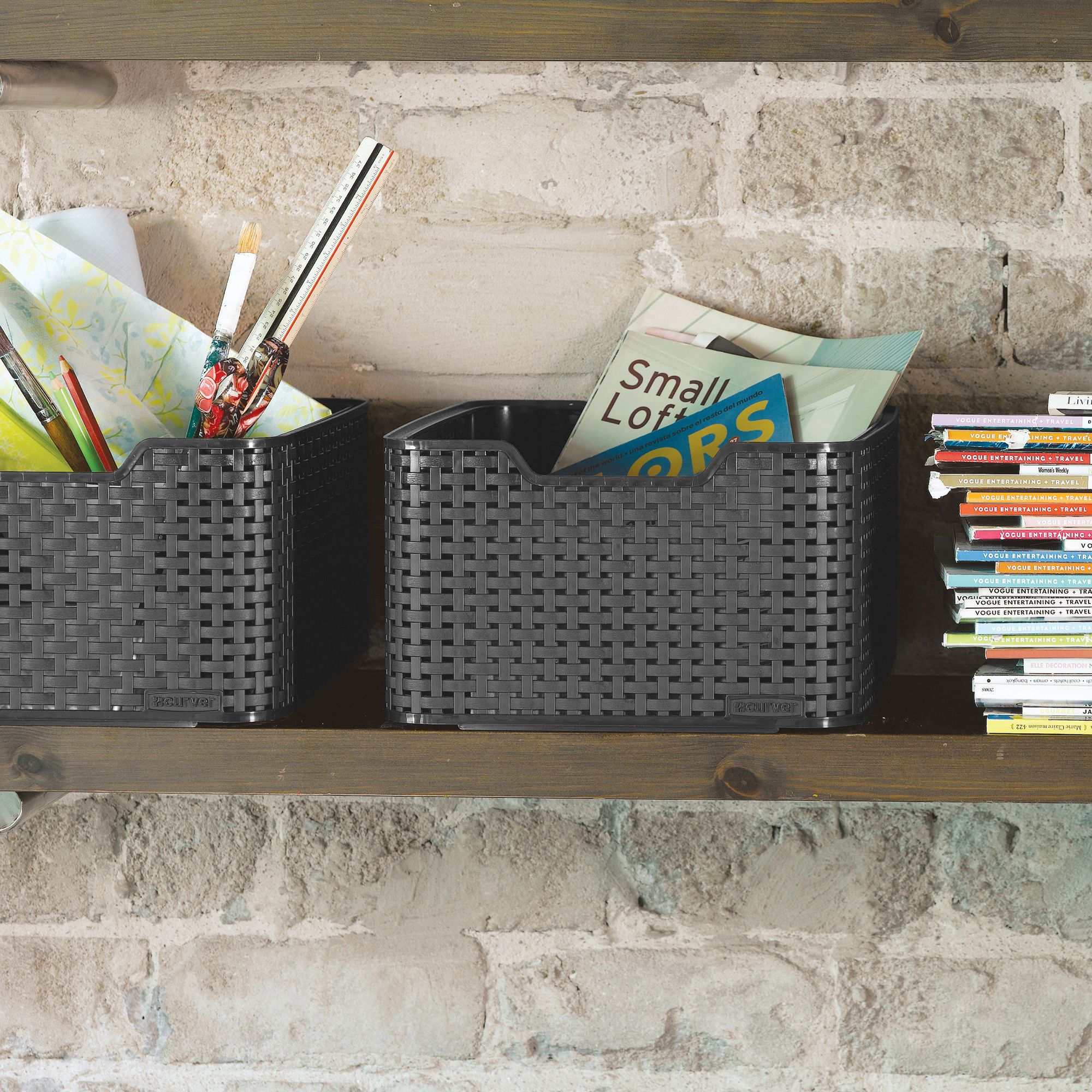 RATTAN STYLE STORAGE BOX M BLACK DIY at B&Q