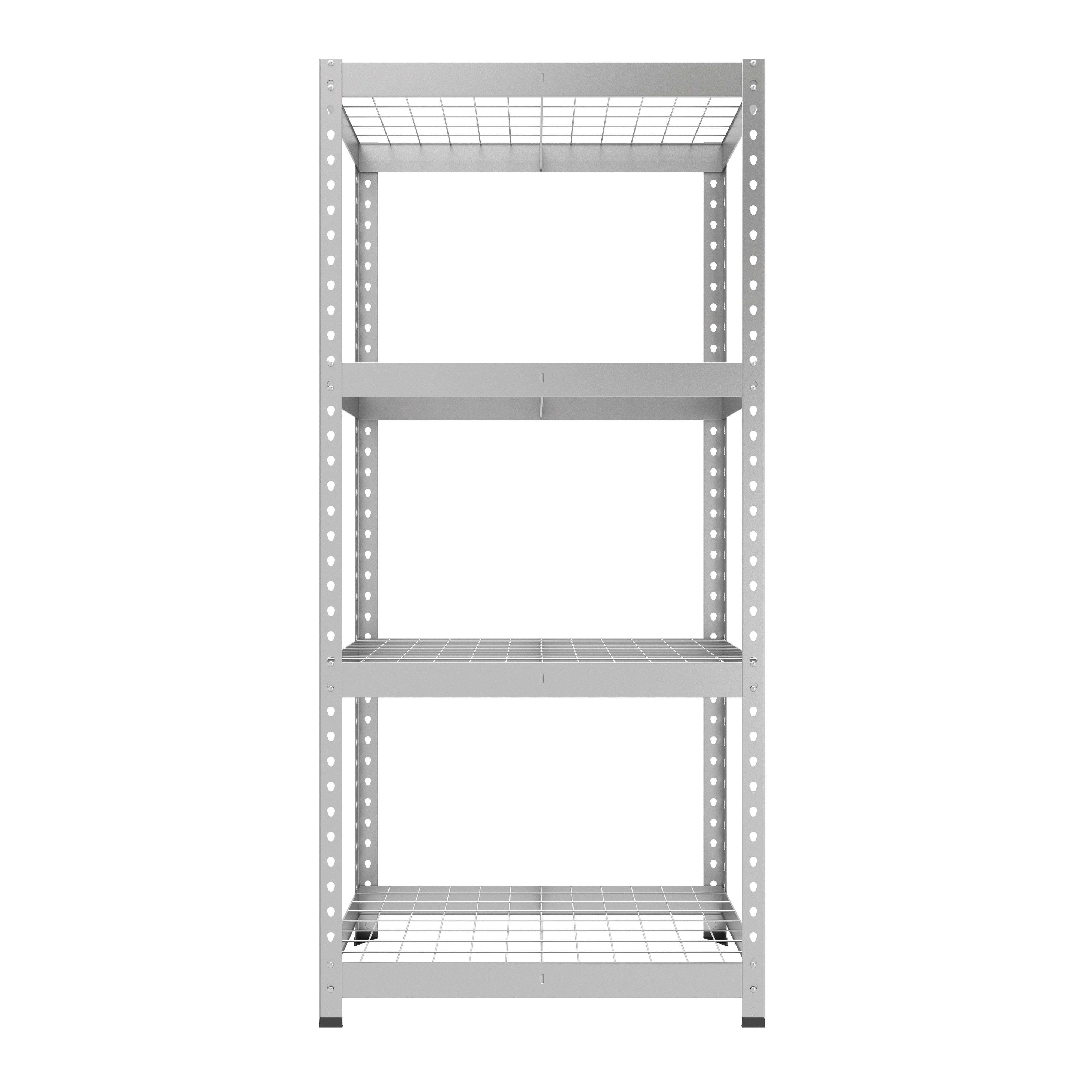 RB Boss Matt silver/galvanised 4 shelf Galvanised steel Shelving unit (H)1600mm (W)750mm