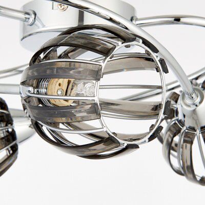 React Brushed Acrylic & steel Chrome effect 3 Lamp LED Ceiling light