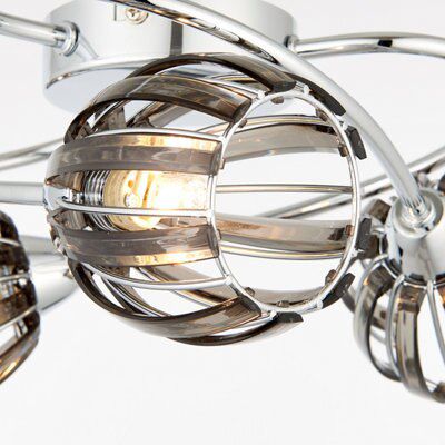 React Brushed Acrylic & steel Chrome effect 3 Lamp LED Ceiling light