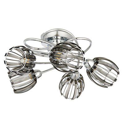 React Brushed Acrylic & steel Chrome effect 5 Lamp LED Ceiling light
